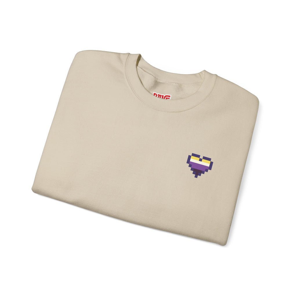 Pixel Non Binary Pride Heart Rainbow Crewneck Sweatshirt