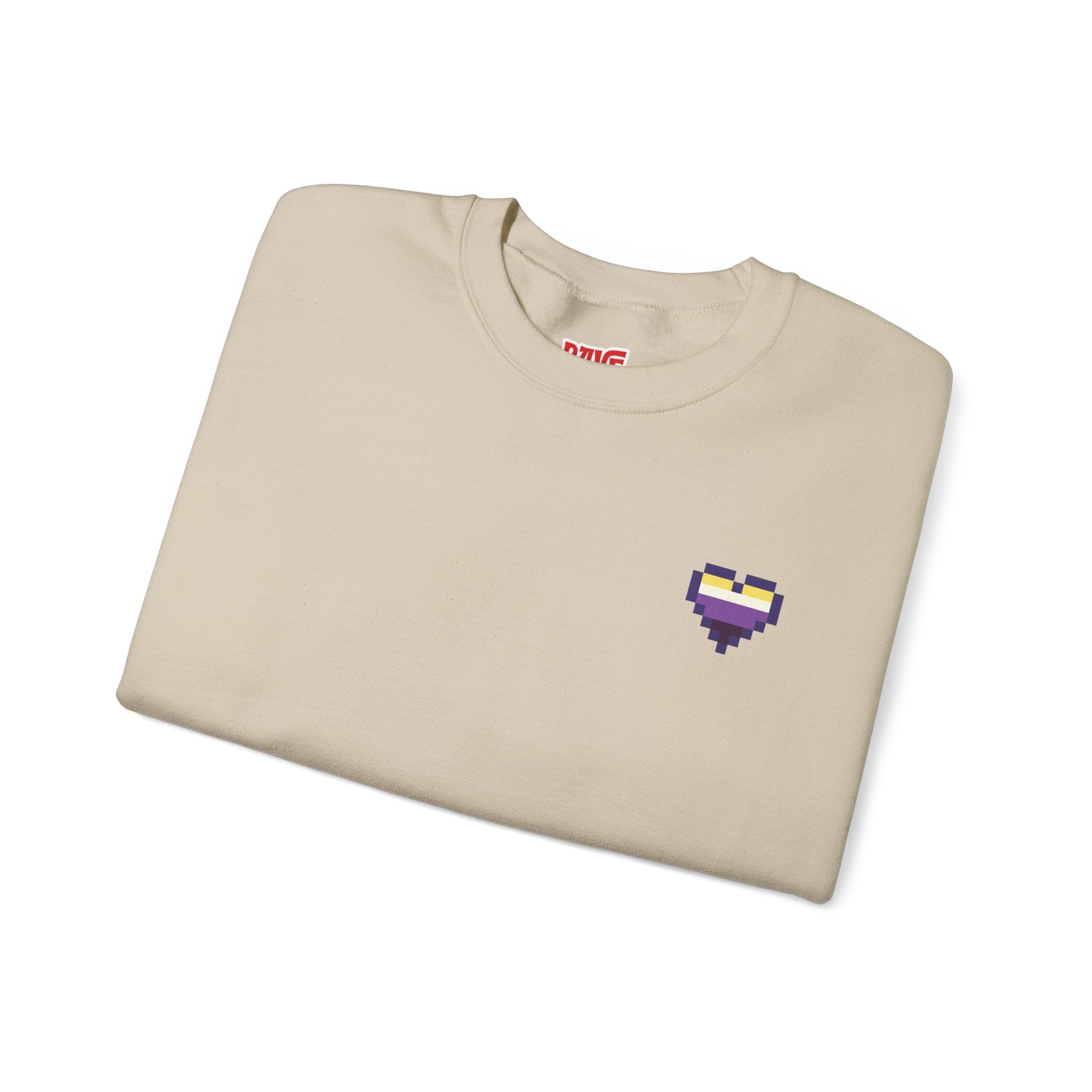 Pixel Non Binary Pride Heart Rainbow Crewneck Sweatshirt