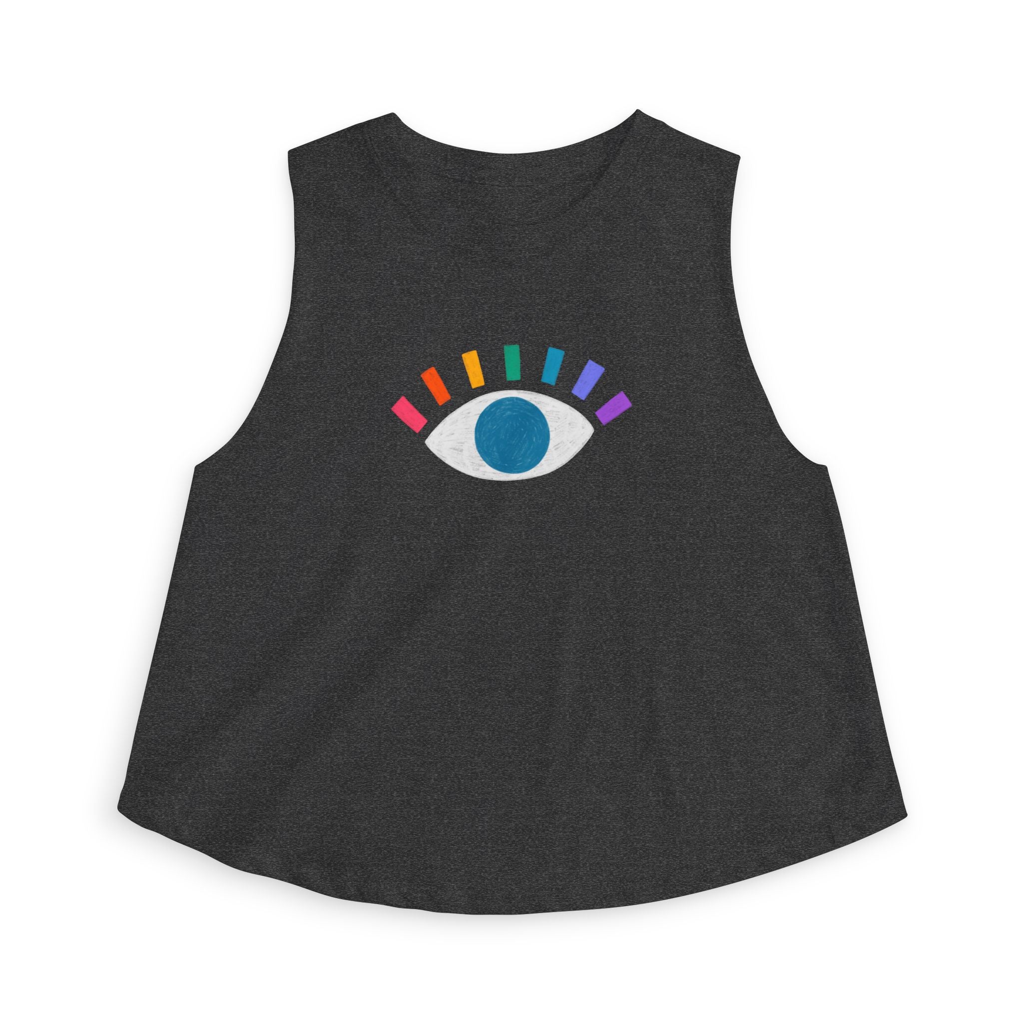Rainbow Eye Women’s Crop Top — Minimal Graphic Muscle Tank