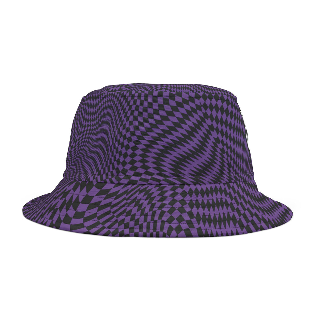 "Drink Water Babe" — Bucket Hat — Purple Optical Illusion Print