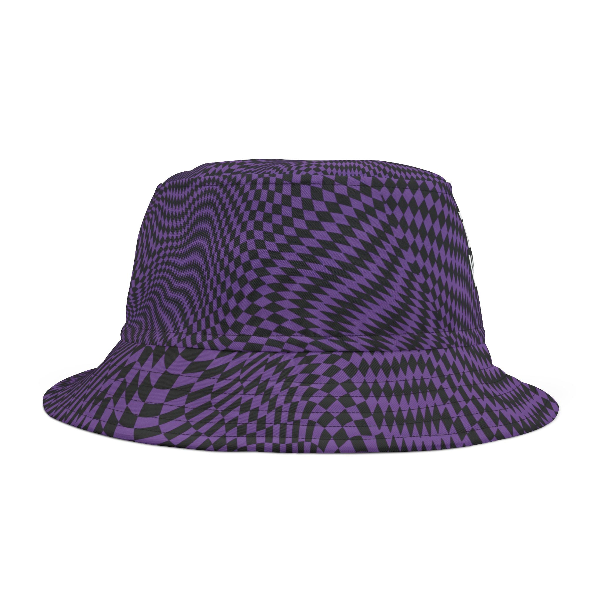 "Drink Water Babe" — Bucket Hat — Purple Optical Illusion Print
