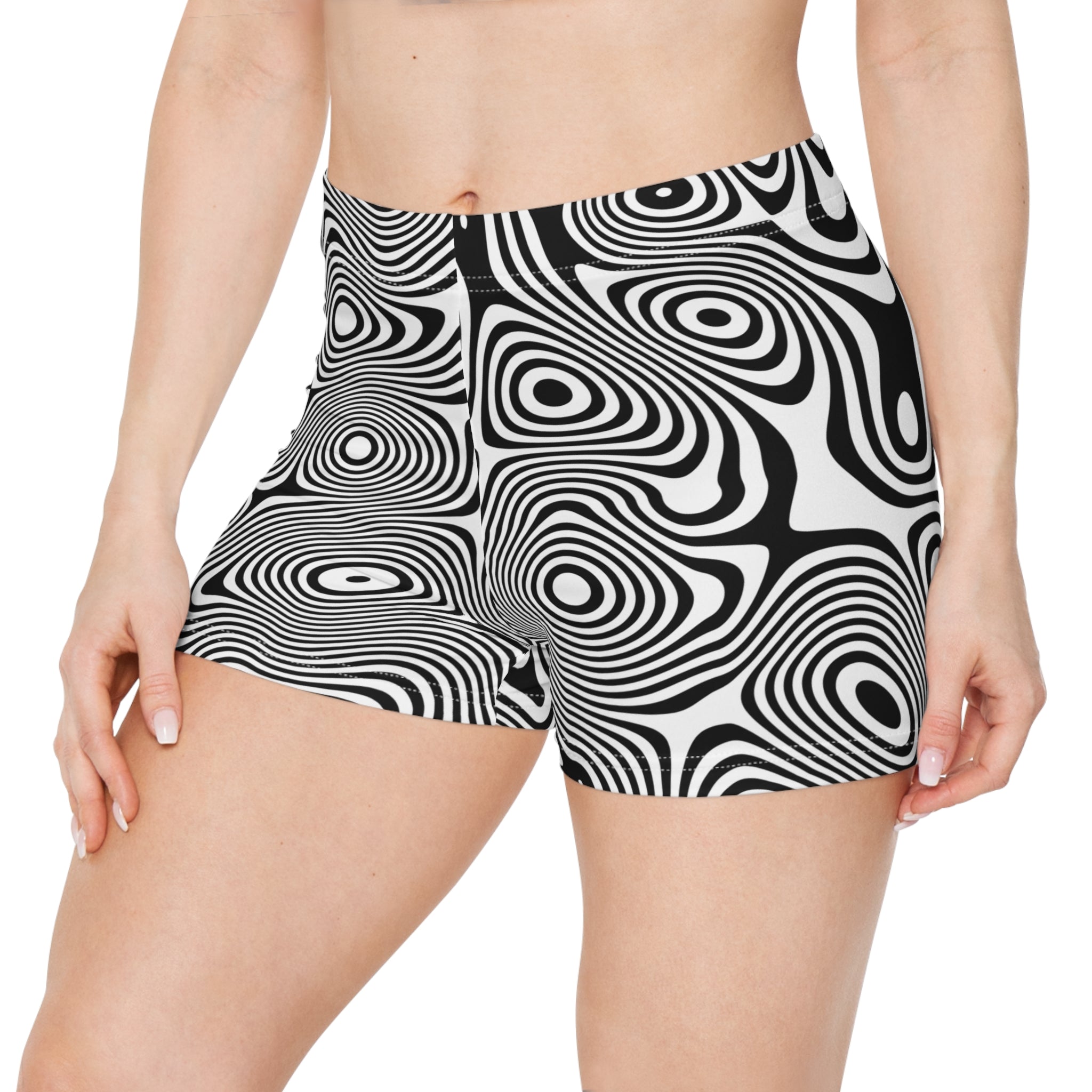 Psychedelic Black & White Swirl -  Women’s Shorts — All-Over Print