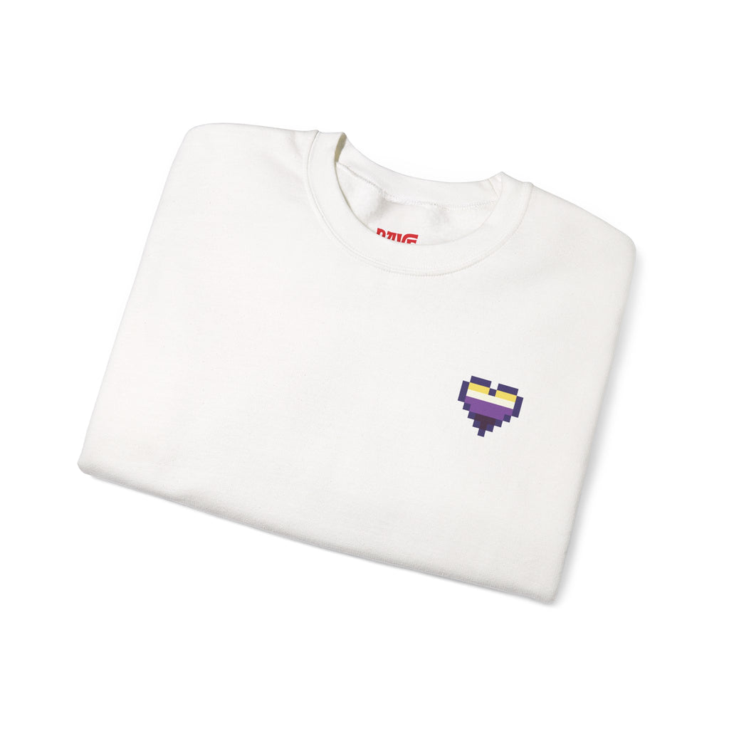 Pixel Non Binary Pride Heart Rainbow Crewneck Sweatshirt