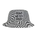 "Drink Water Bruh" — Bucket Hat — Black & White Optical Illusion Art