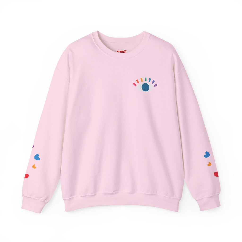 "Eye See You" Minimal Rainbow Eye Crewneck Sweatshirt