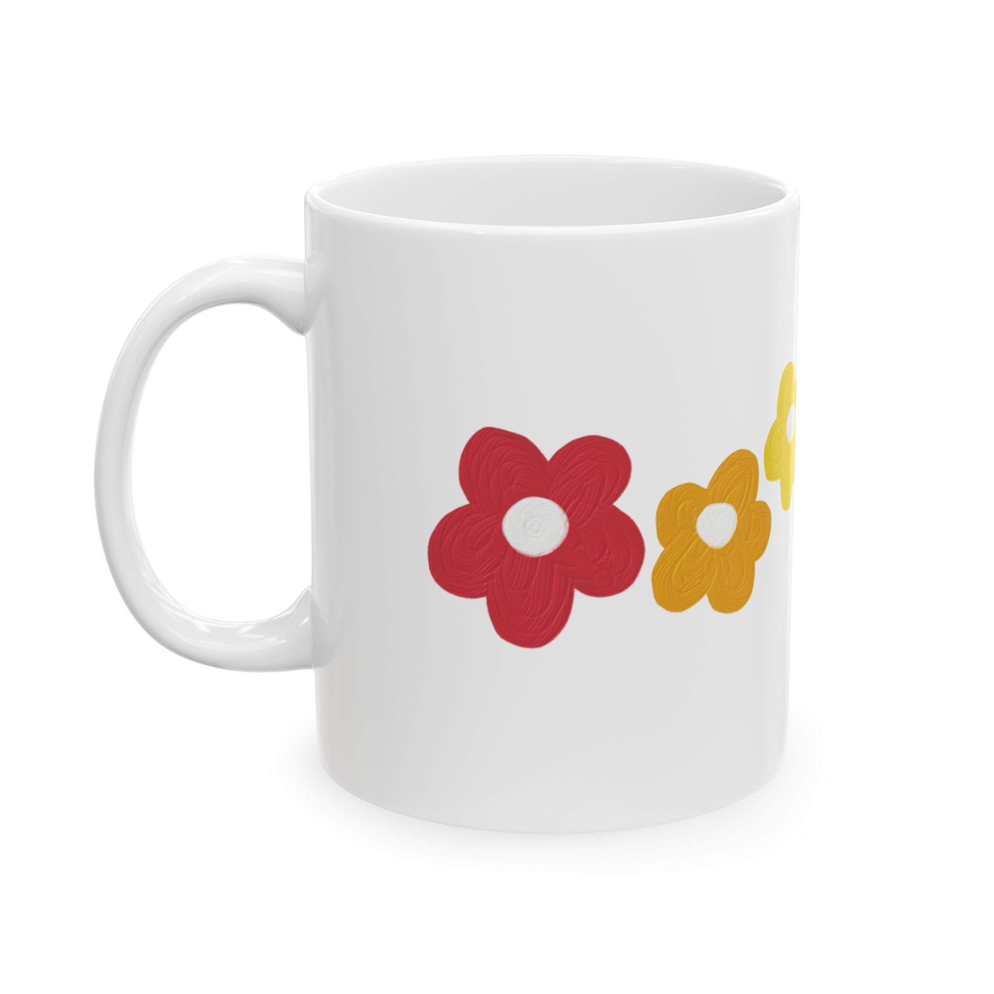 Floral Rainbow Mug — Colorful Daisy Ceramic Coffee Cup (11oz & 15oz)