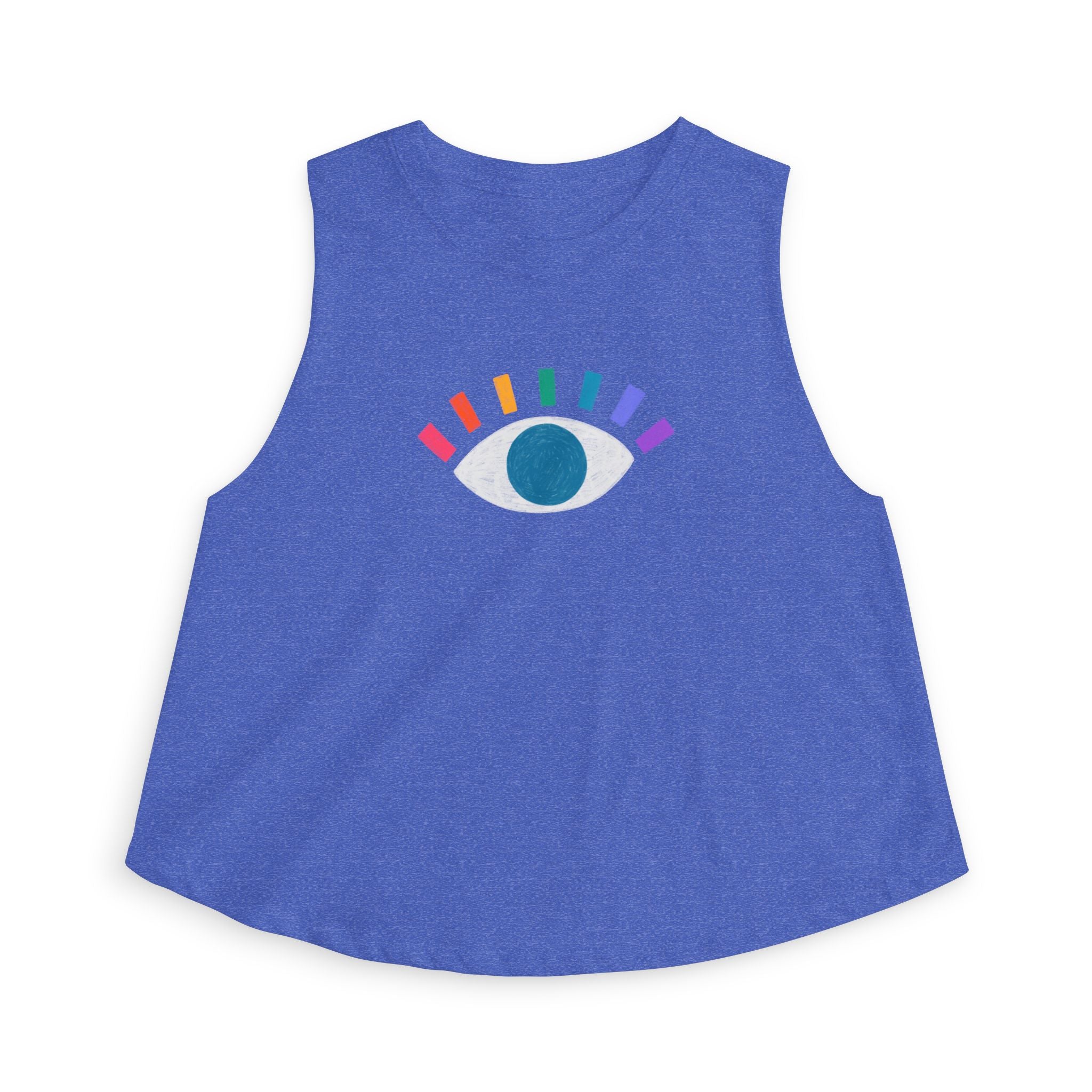 Rainbow Eye Women’s Crop Top — Minimal Graphic Muscle Tank