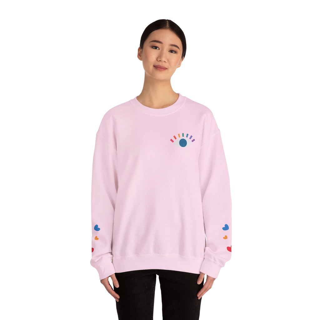 "Eye See You" Minimal Rainbow Eye Crewneck Sweatshirt