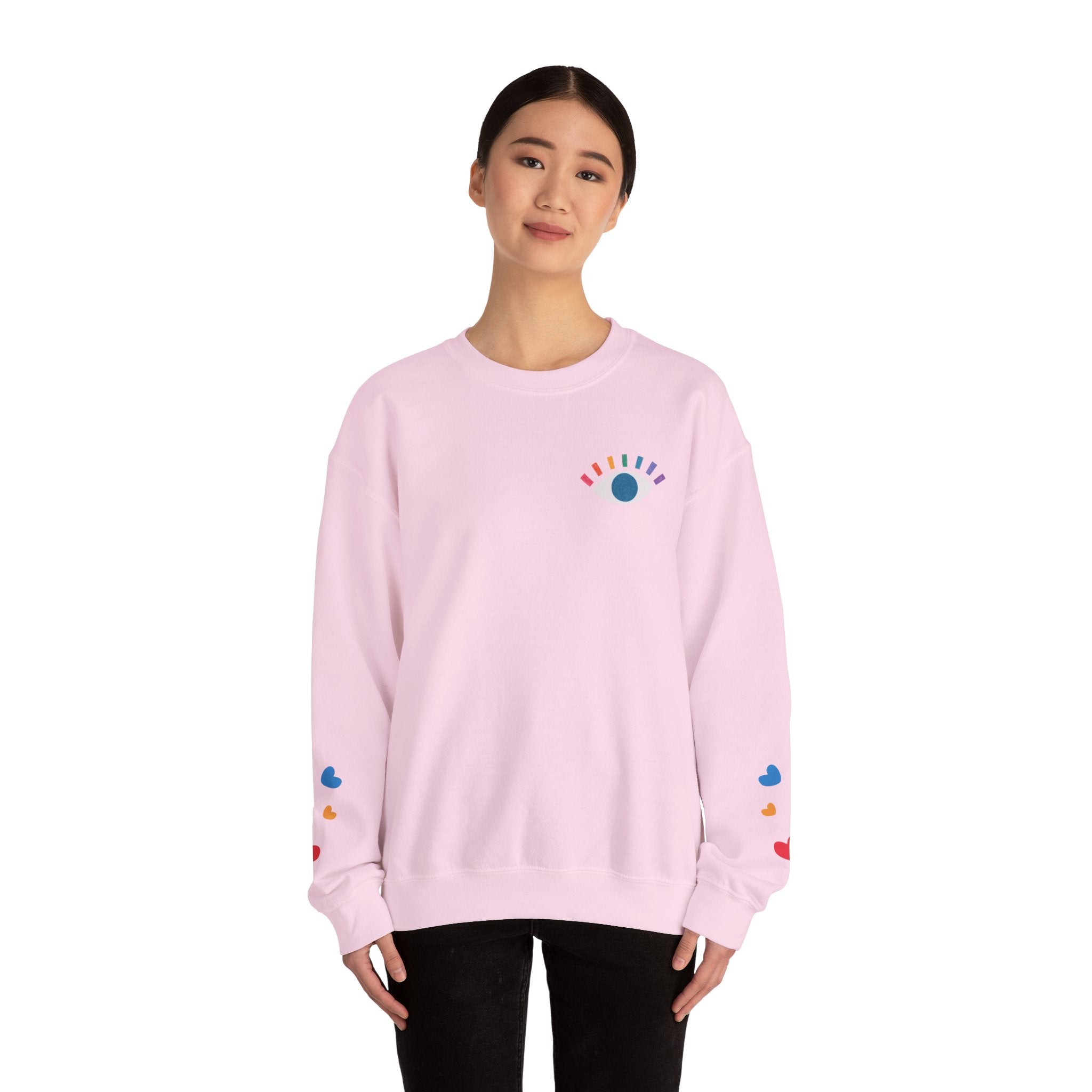 "Eye See You" Minimal Rainbow Eye Crewneck Sweatshirt