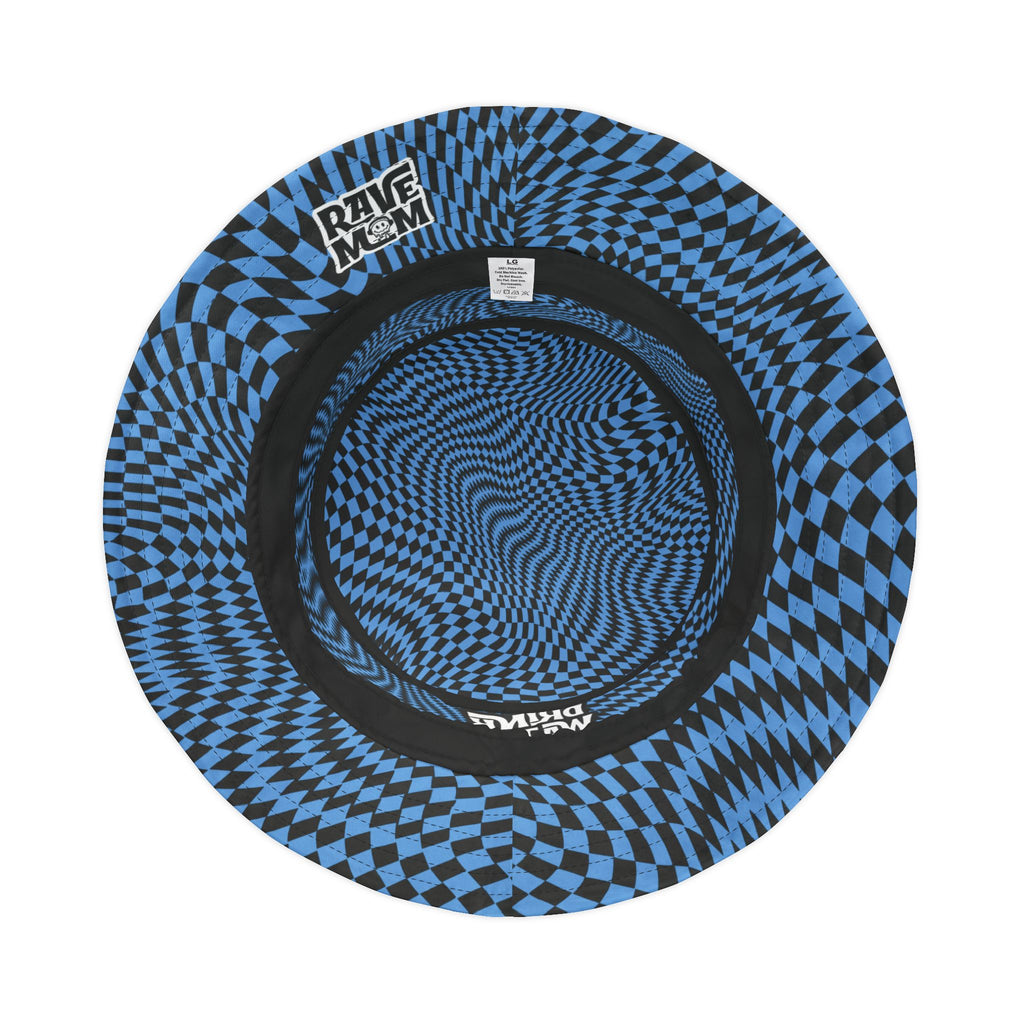 "Drink Water Babe" — Bucket Hat — Blue Optical Illusion Print