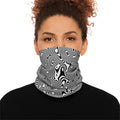 Psychedelic Black & White Swirl Neck Gaiter — Lightweight Optical Illusion Face Mask
