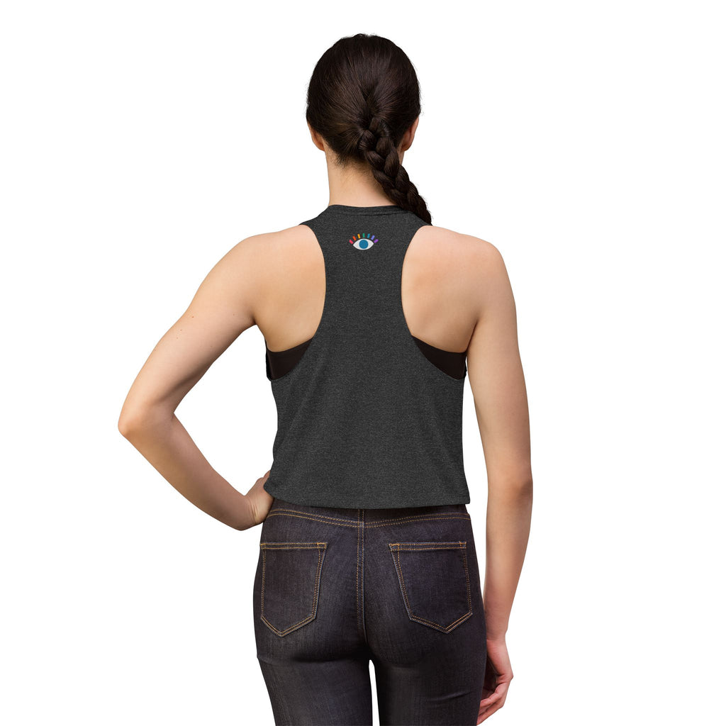 Rainbow Eye Women’s Crop Top — Minimal Graphic Muscle Tank
