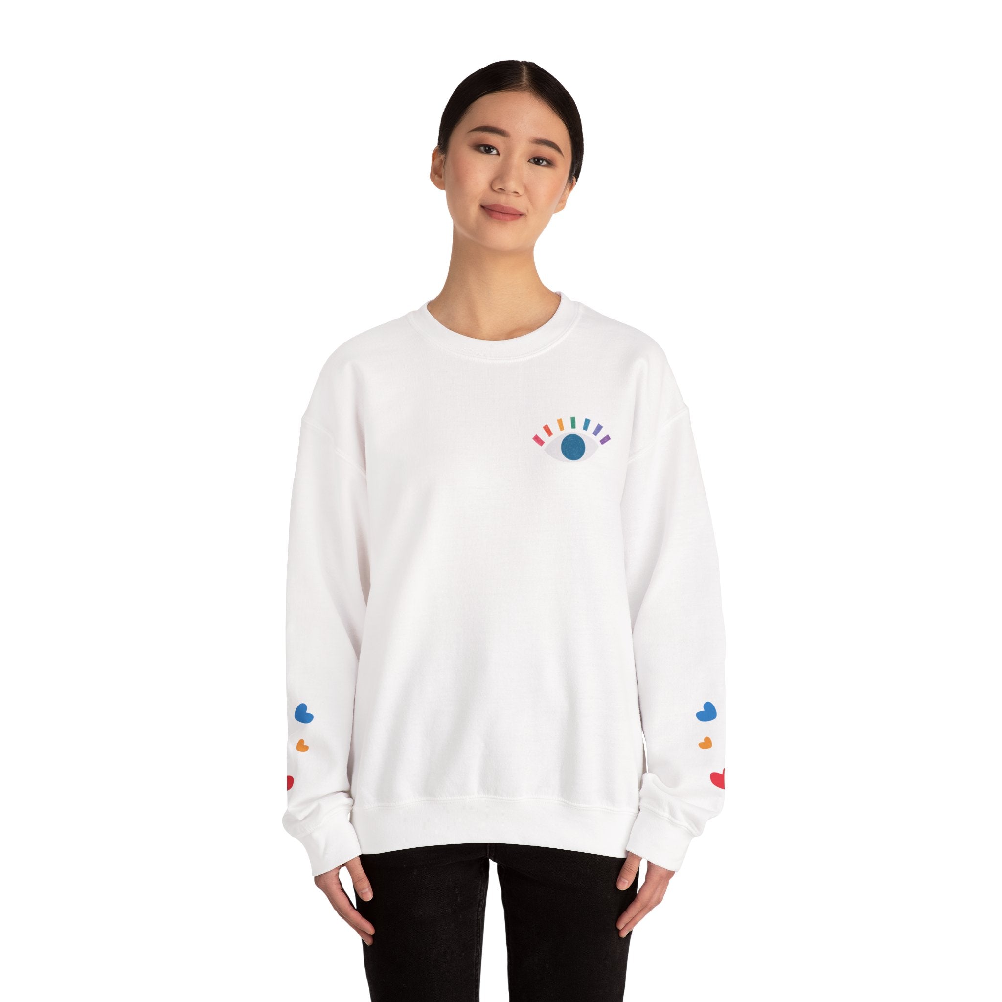 "Eye See You" Minimal Rainbow Eye Crewneck Sweatshirt