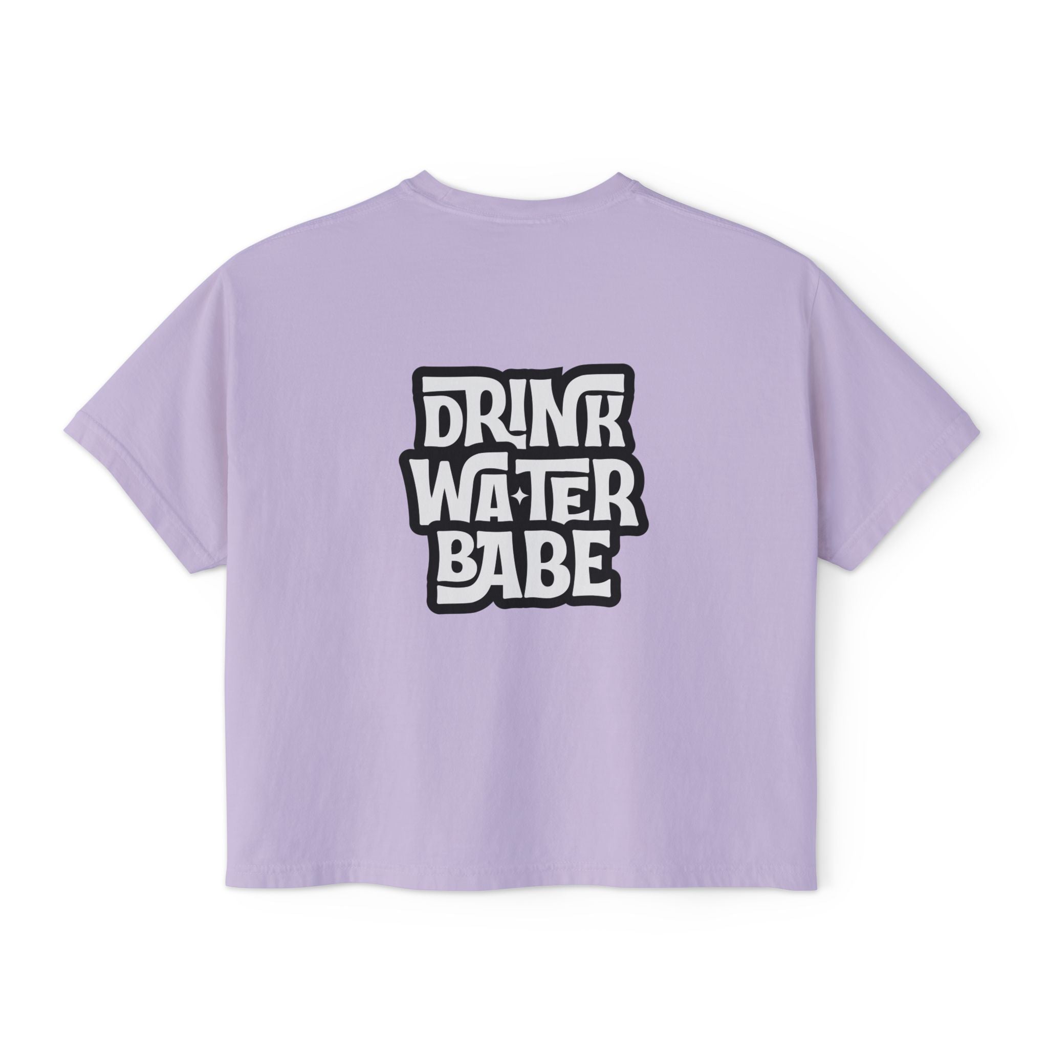 "Drink Water Babe" Boxy Tee — Women's Retro Graphic Crop T‑Shirt