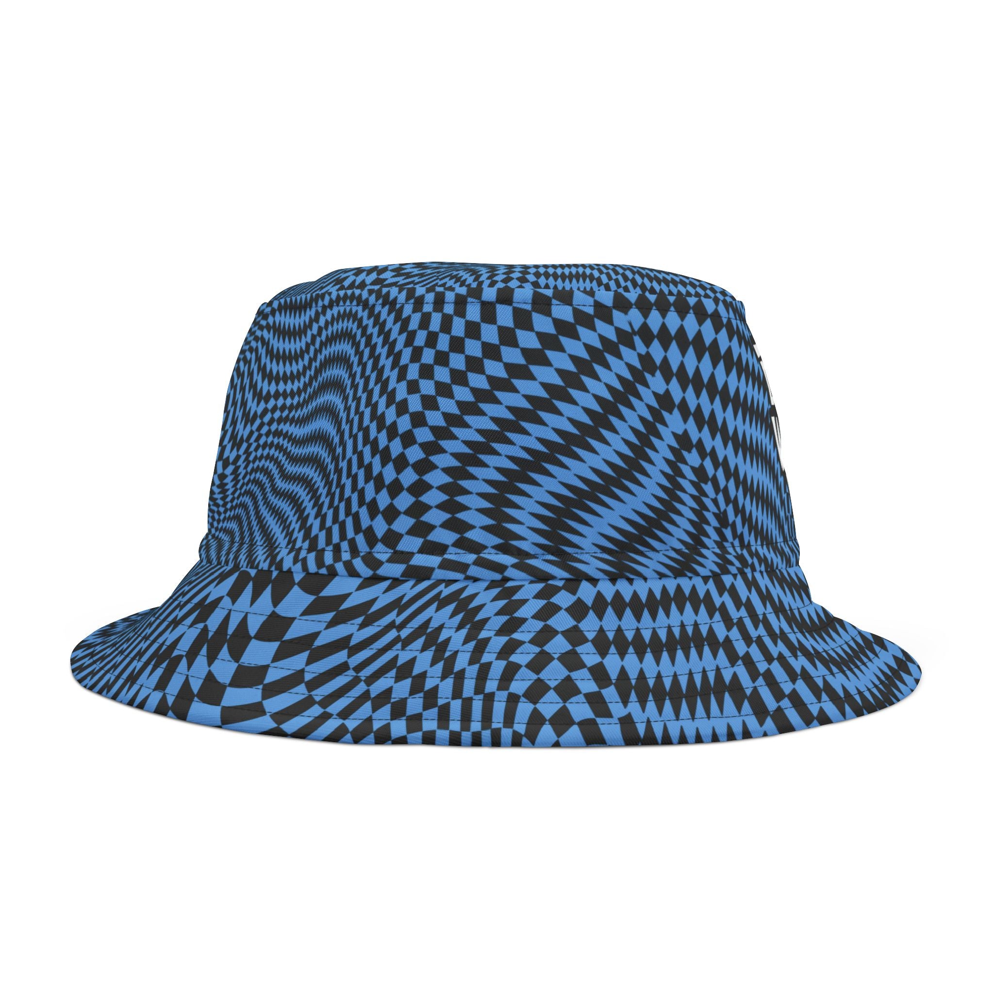 "Drink Water Babe" — Bucket Hat — Blue Optical Illusion Print