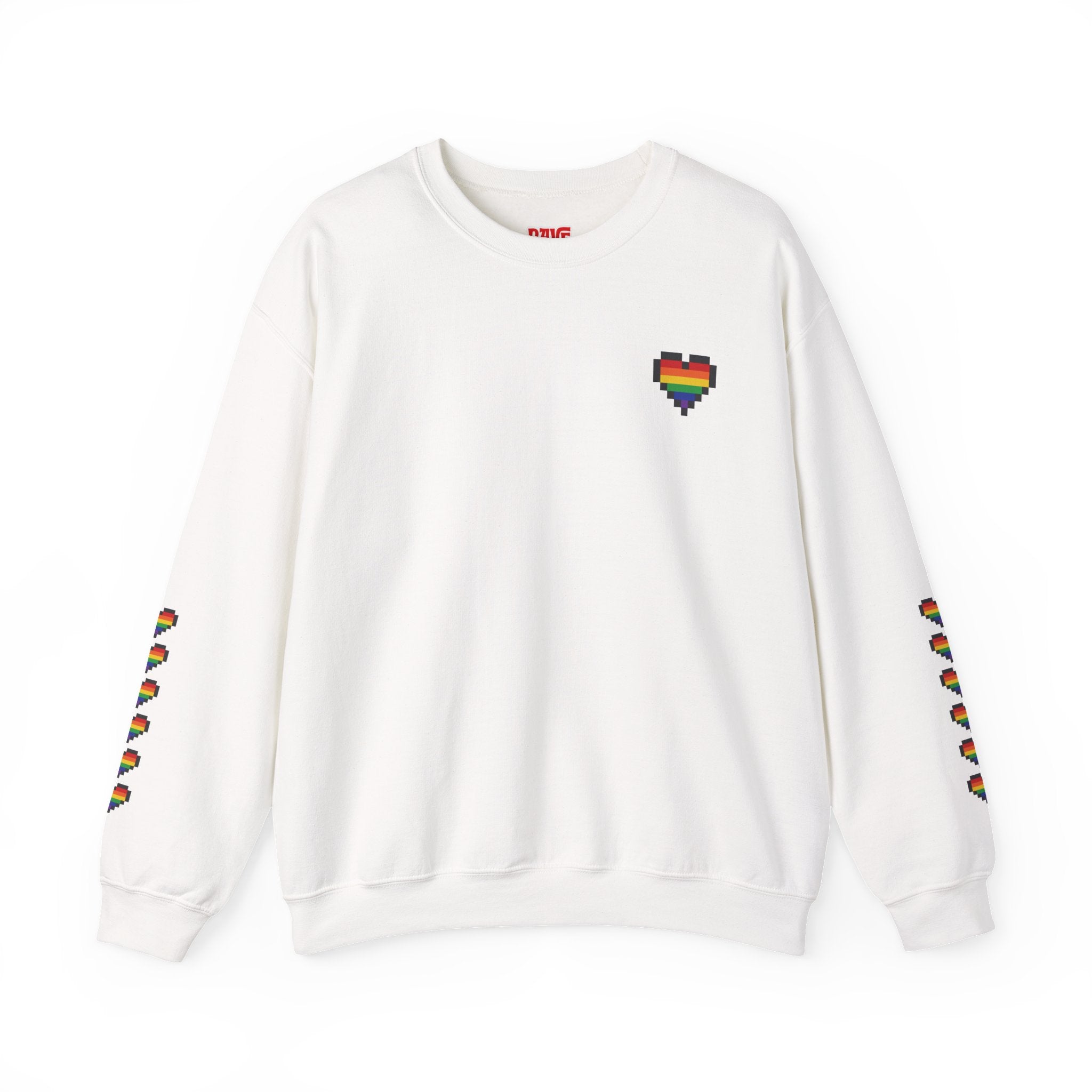 Pixel Pride Heart Rainbow Crewneck Sweatshirt