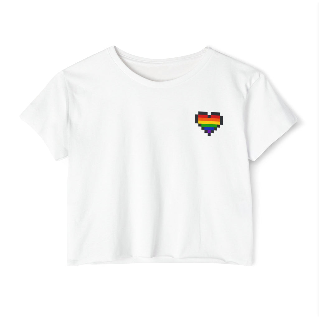 Pixel Pride Heart Crop Top — Pride Festival Women's Tee