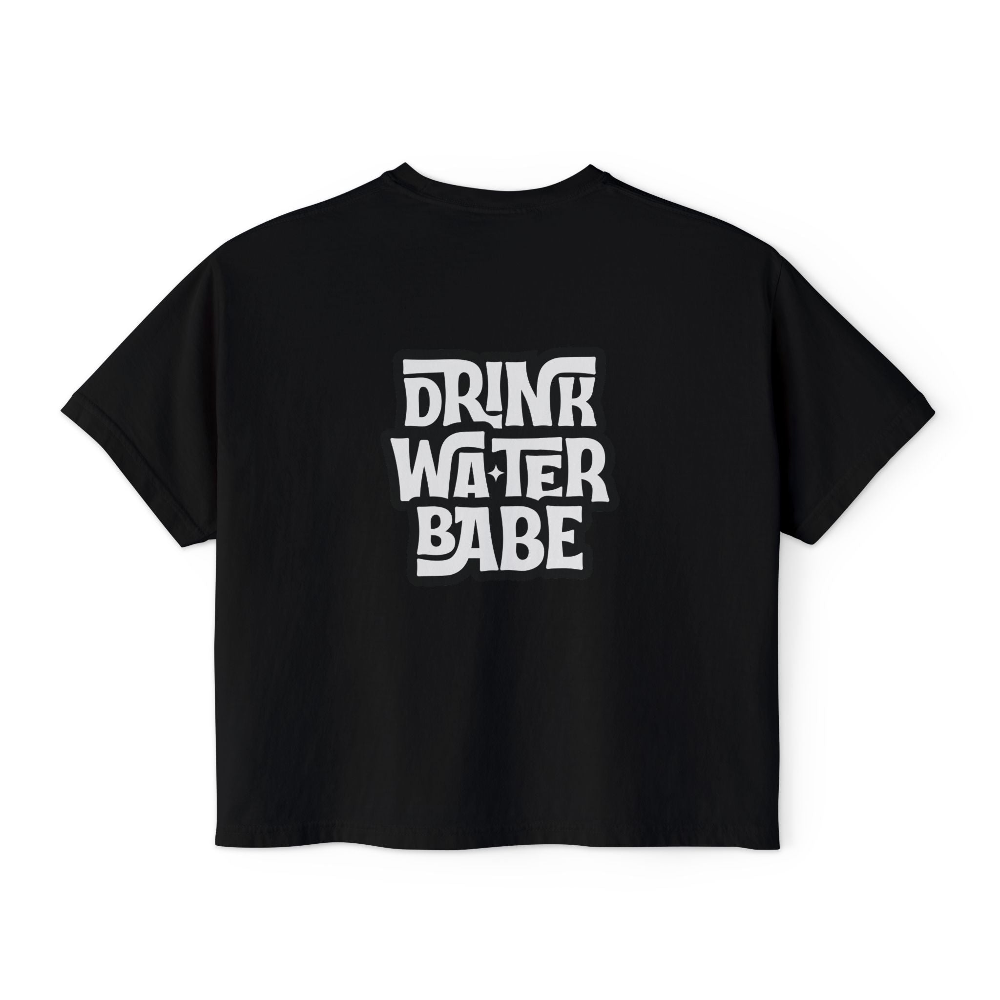"Drink Water Babe" Boxy Tee — Women's Retro Graphic Crop T‑Shirt