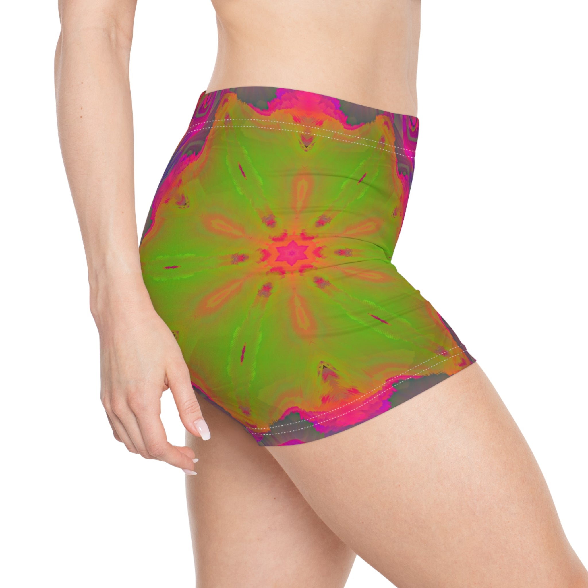 Psychedelic Kaleidoscope Women's Shorts – Neon Tie-Dye AOP Activewear