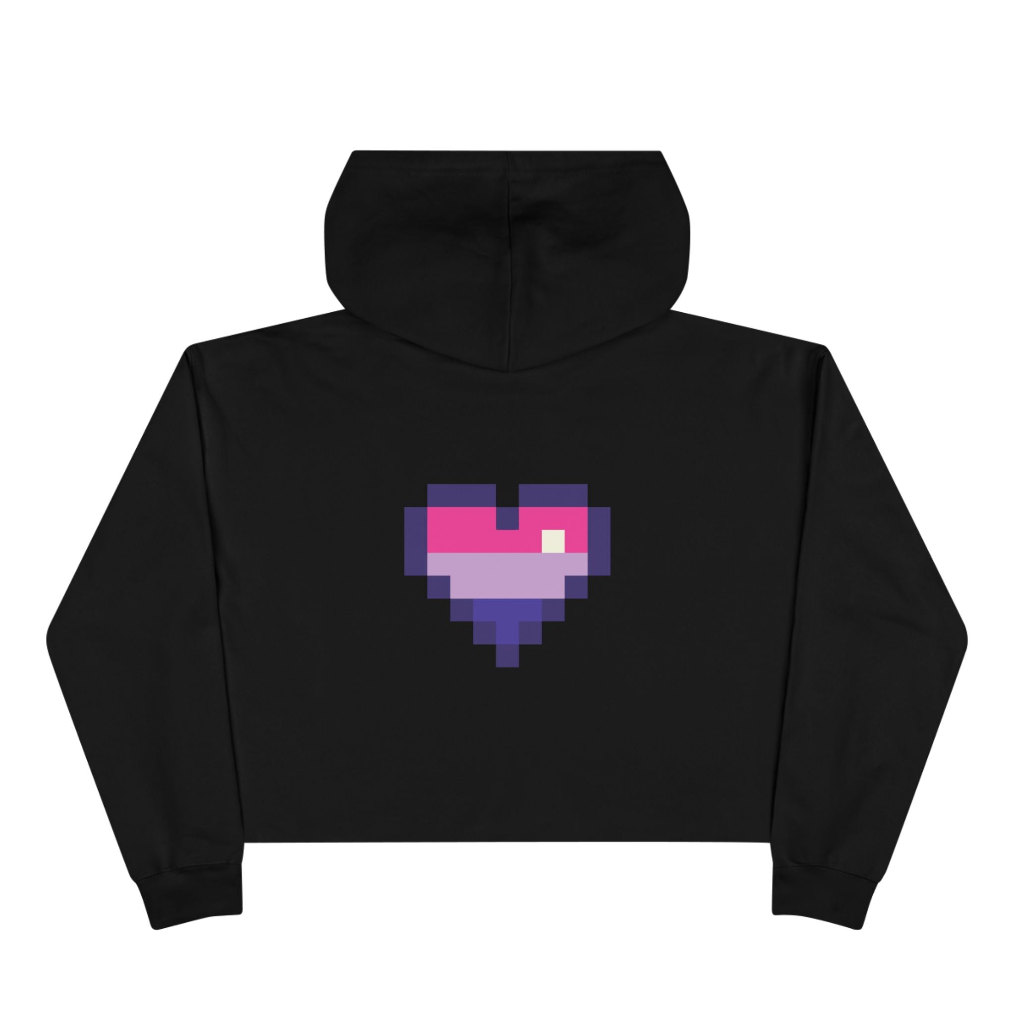 Cropped Hoodie — Pixel Bi Pride Heart