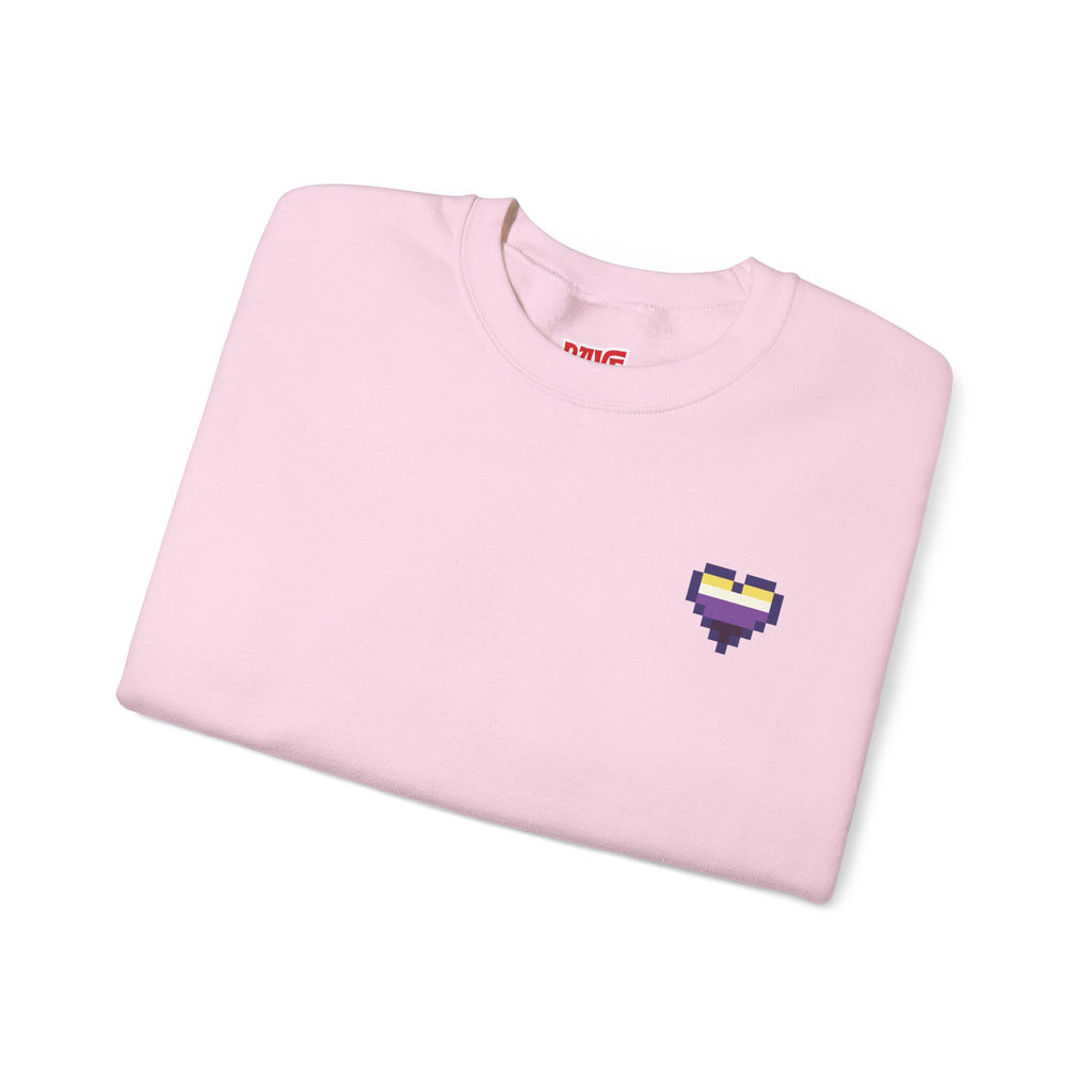 Pixel Non Binary Pride Heart Rainbow Crewneck Sweatshirt