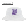 "Drink Water Babe" — Bucket Hat — White/Purple