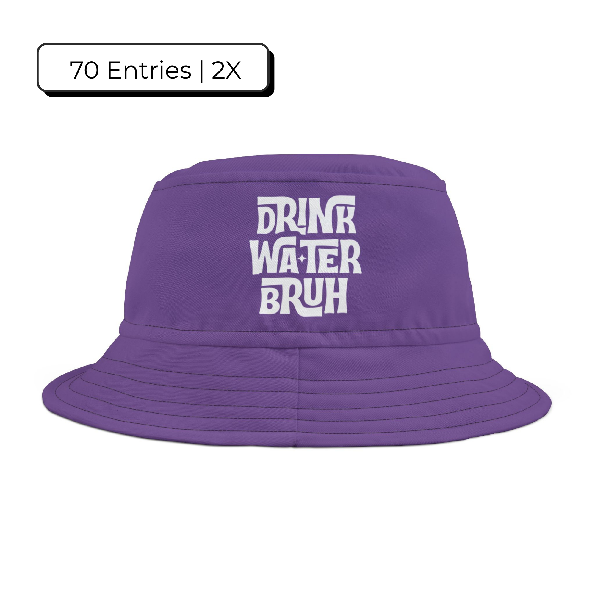 "Drink Water Bruh" — Bucket Hat — Purple/White