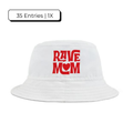 "Rave Mom" with Love — Bucket Hat — White/Red