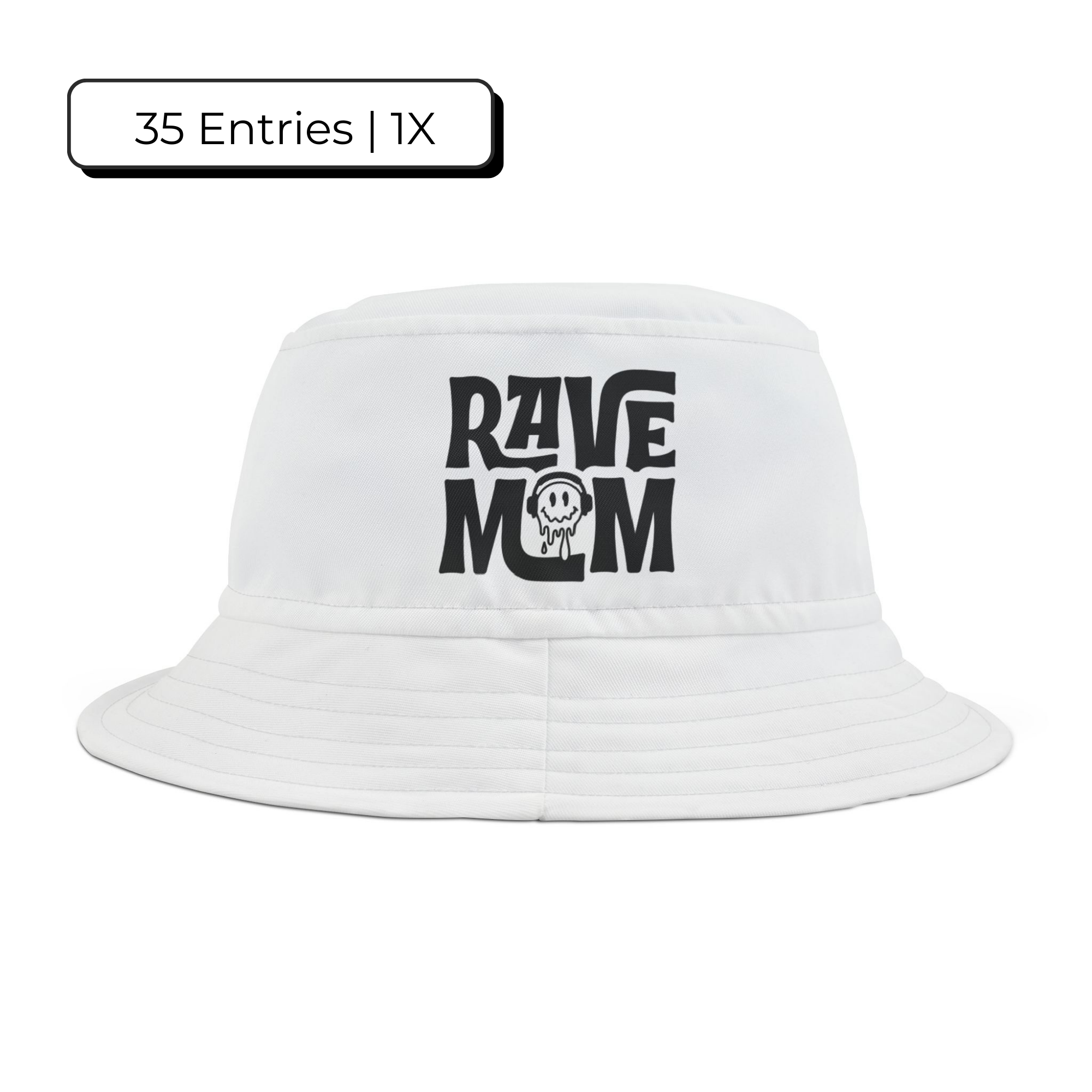 Rave Mom OG Bucket Hat — Optical Black/White Brim - Festival Hat