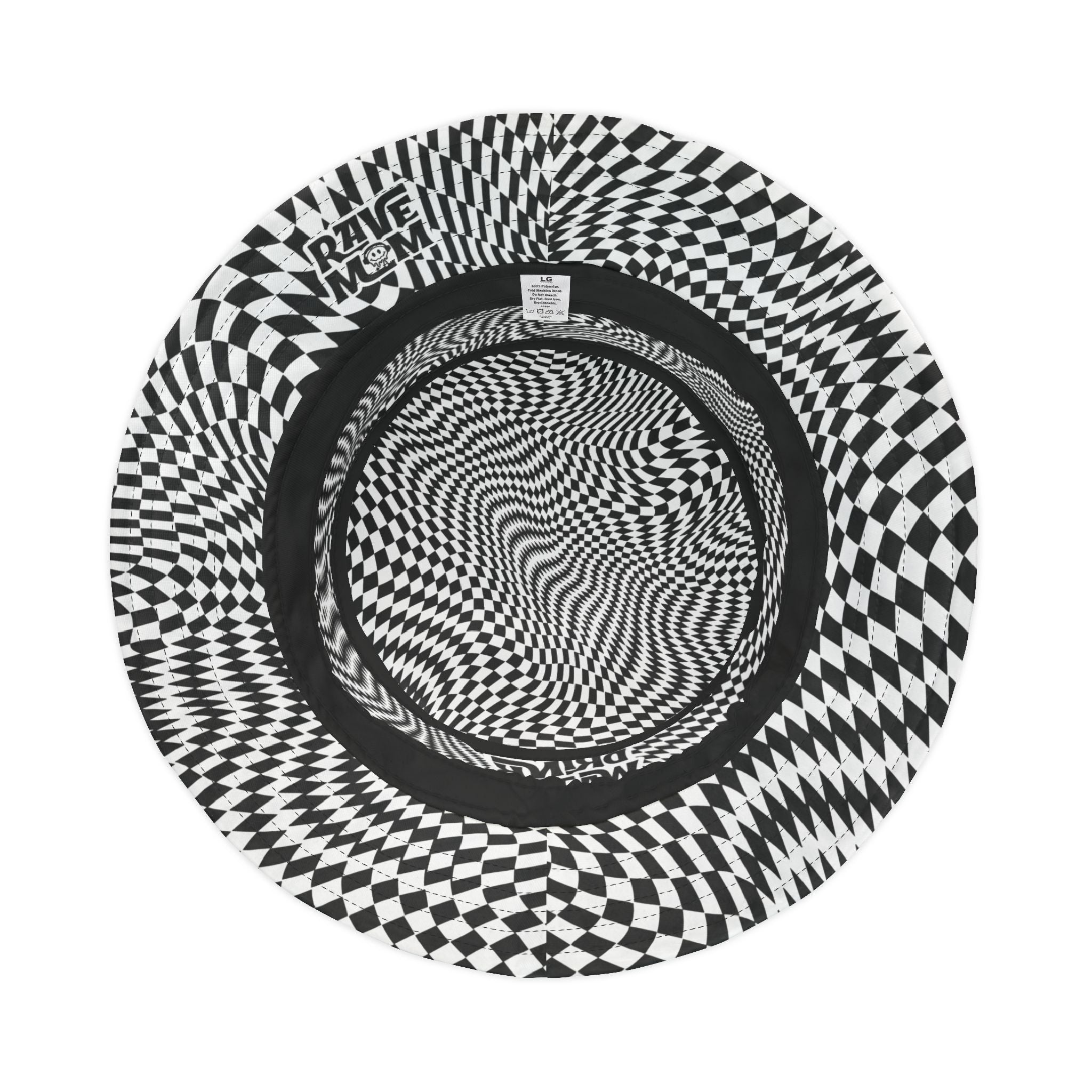 "Drink Water Babe" — Bucket Hat — Black & White Optical Trippy Pattern