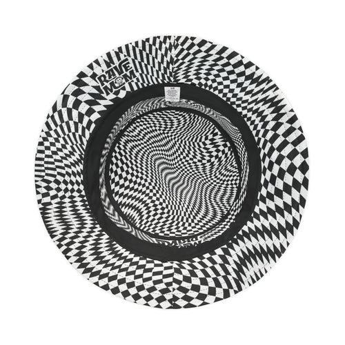 "Drink Water Babe" — Bucket Hat — Black & White Optical Trippy Pattern