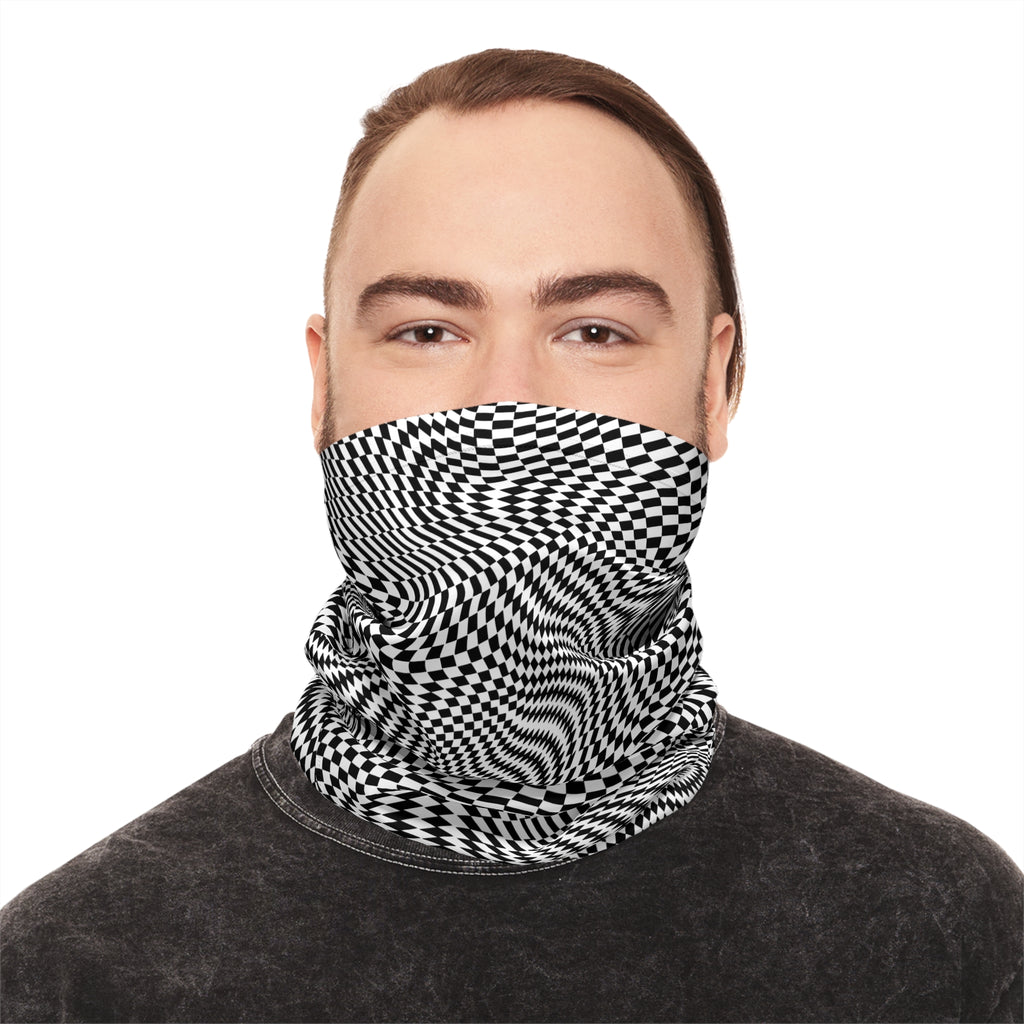Neck Gaiter — Black & White Optical Illusion Pattern