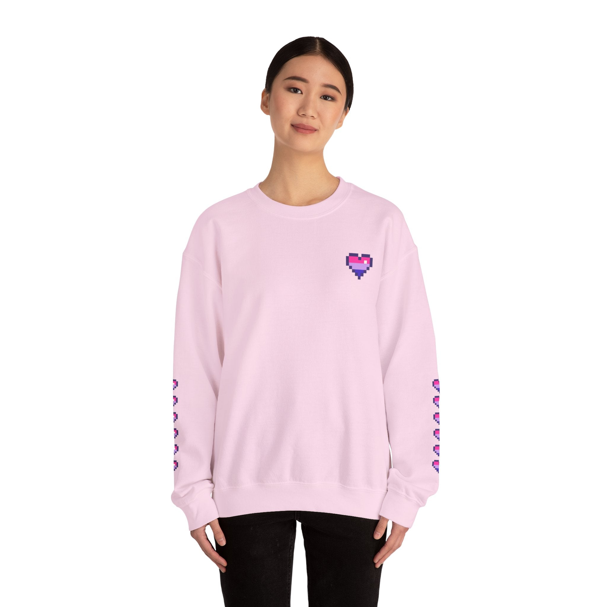 Pixel Bi Pride Heart Crewneck Sweatshirt