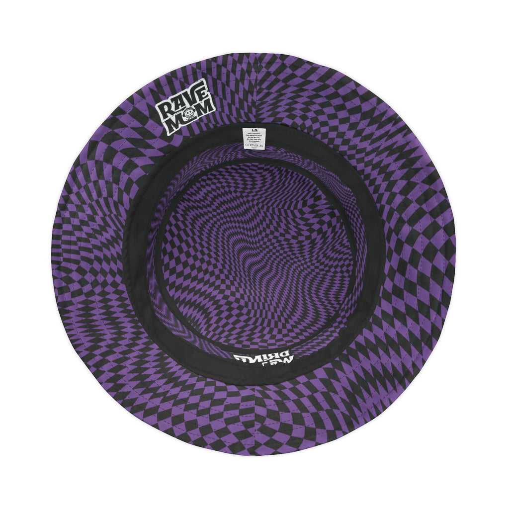 "Drink Water Babe" — Bucket Hat — Purple Optical Illusion Print