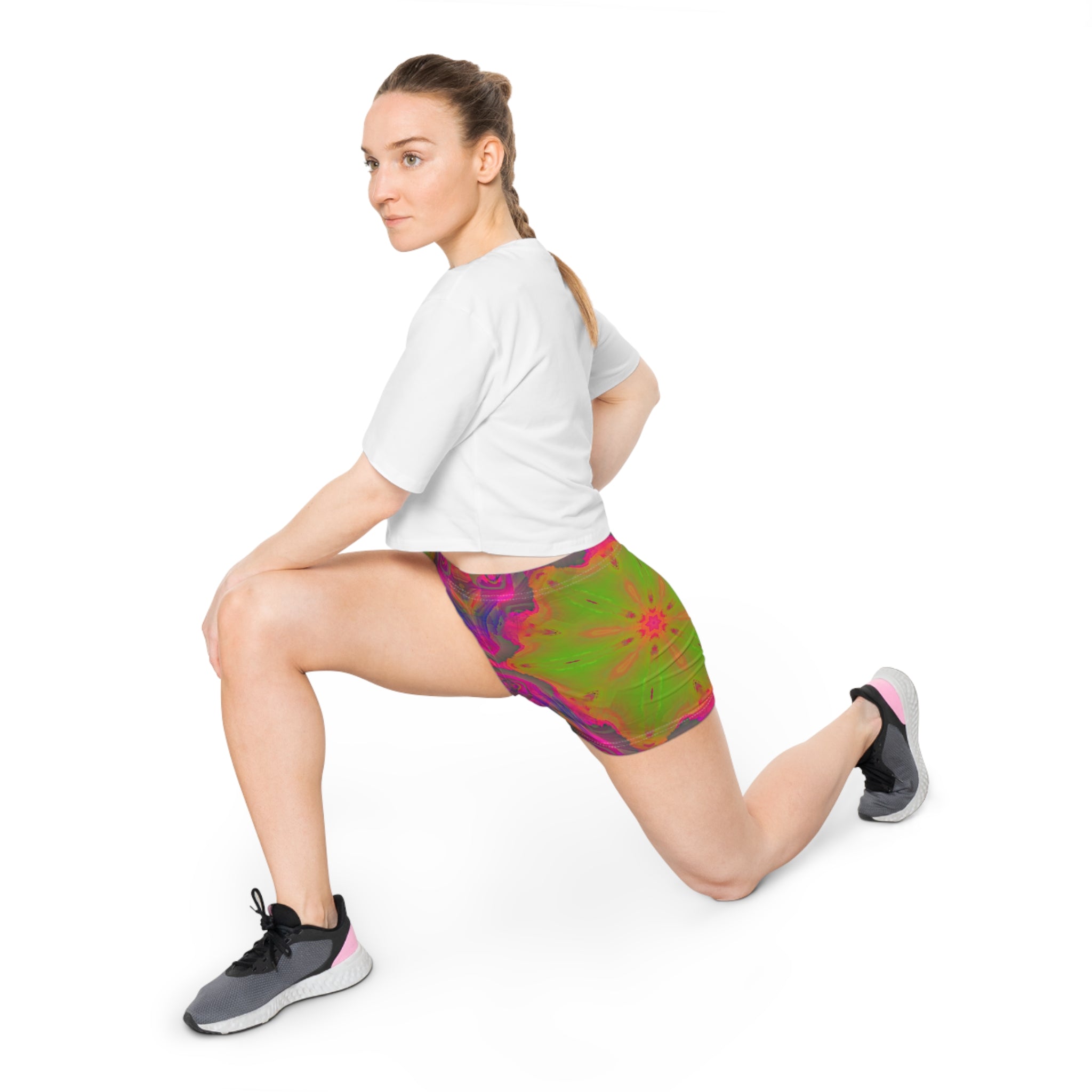 Psychedelic Kaleidoscope Women's Shorts – Neon Tie-Dye AOP Activewear