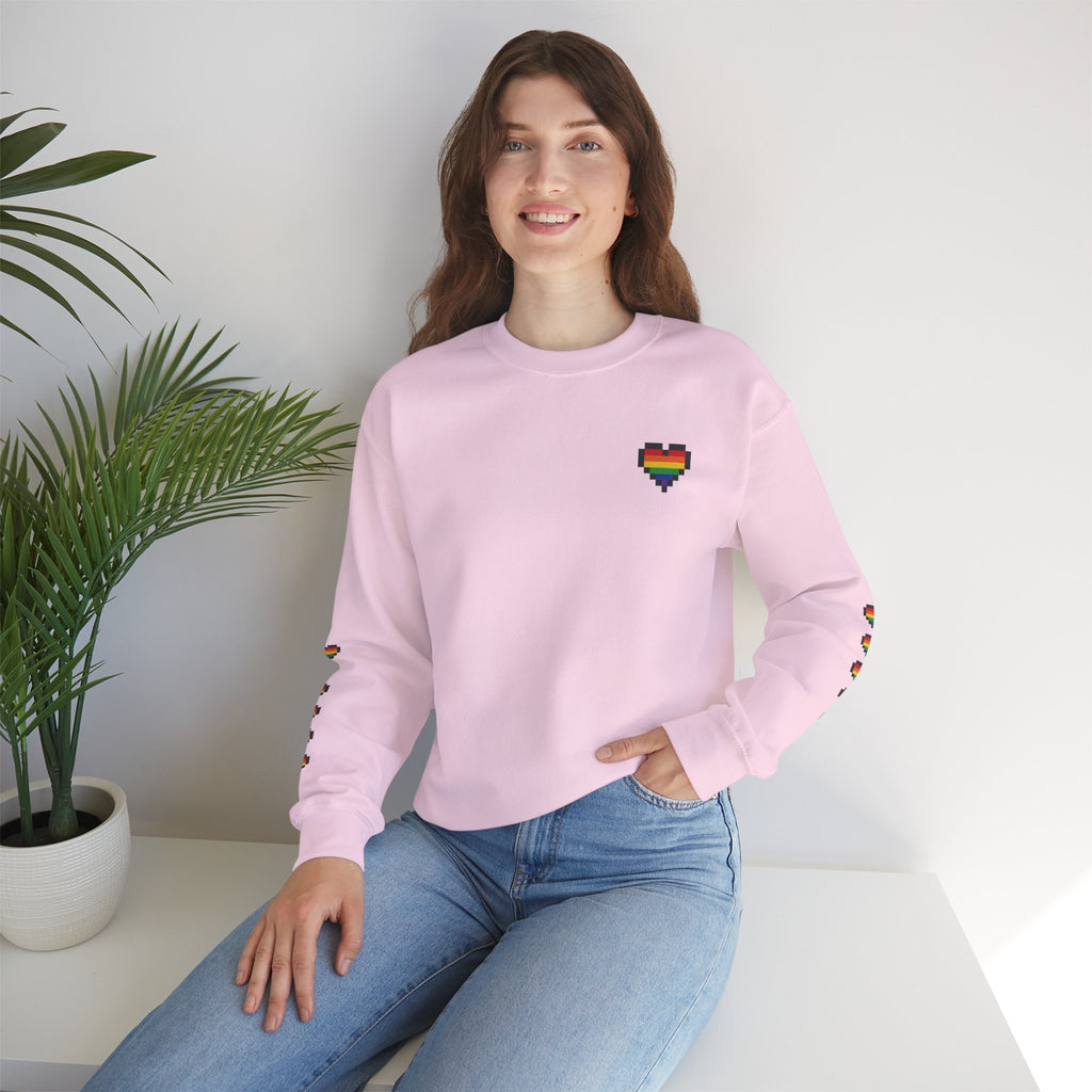 Pixel Pride Heart Rainbow Crewneck Sweatshirt