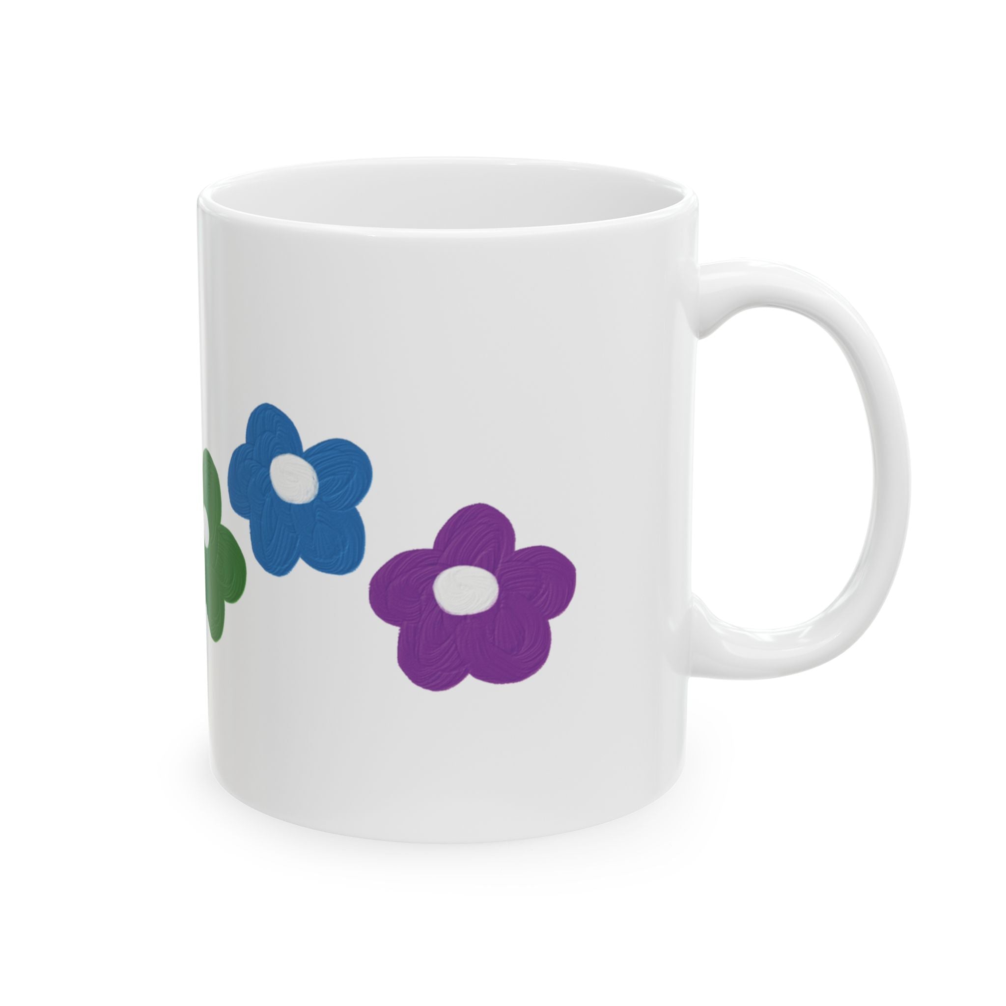Floral Rainbow Mug — Colorful Daisy Ceramic Coffee Cup (11oz & 15oz)