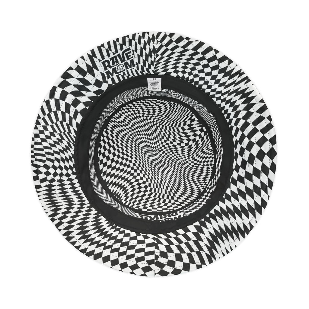 "Drink Water Bruh" — Bucket Hat — Black & White Optical Illusion Art