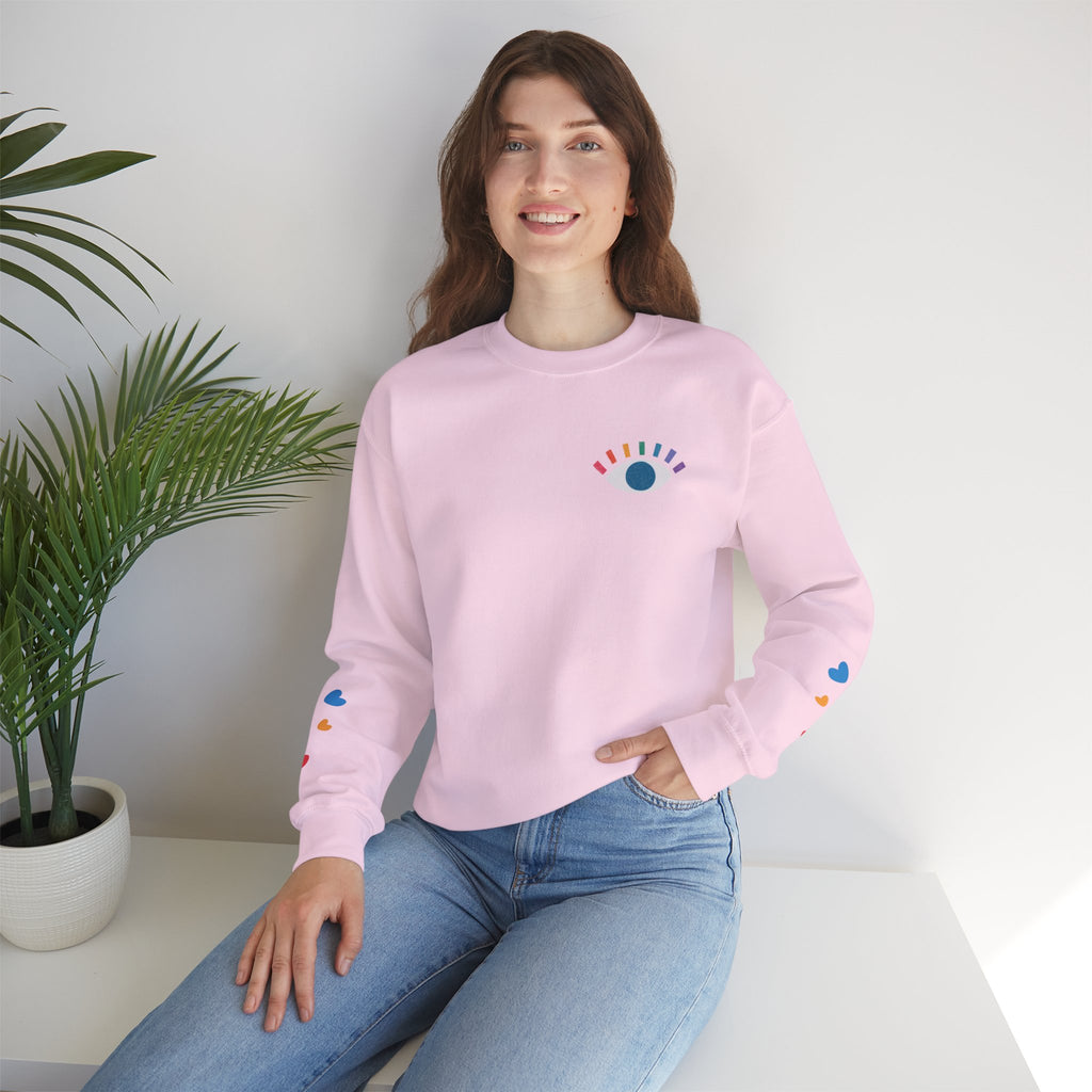 "Eye See You" Minimal Rainbow Eye Crewneck Sweatshirt