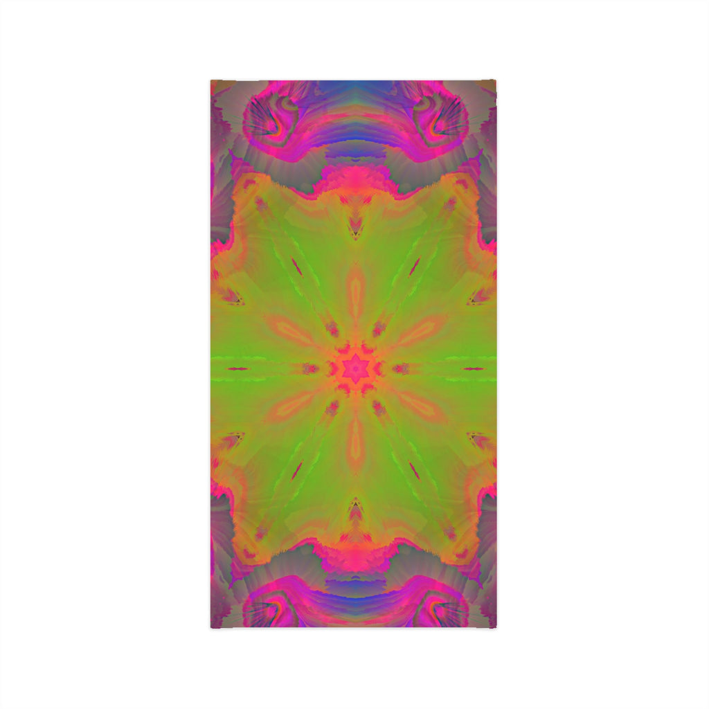 Psychedelic Kaleidoscope Neck Gaiter — Neon Green & Pink Lightweight Face Scarf