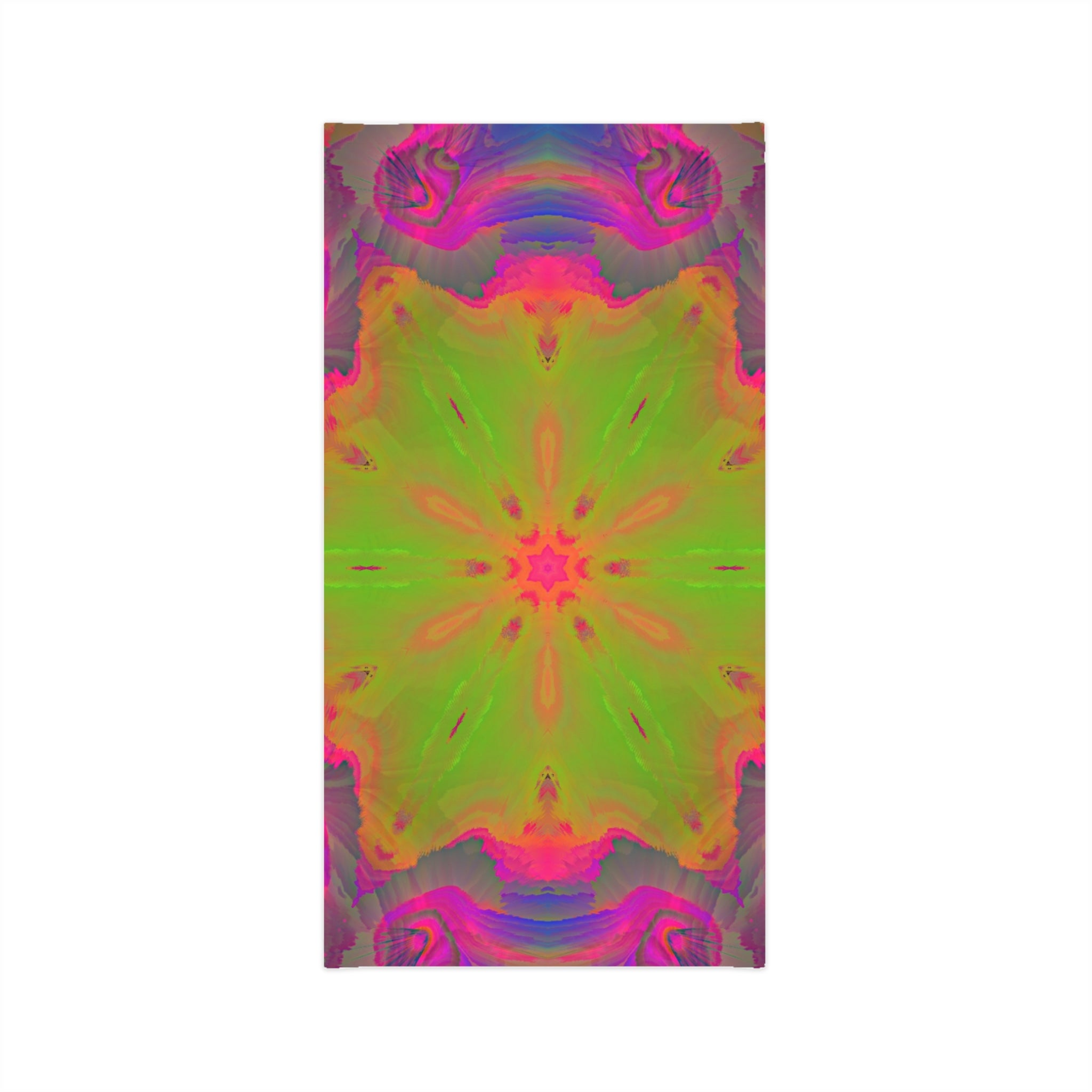 Psychedelic Kaleidoscope Neck Gaiter — Neon Green & Pink Lightweight Face Scarf