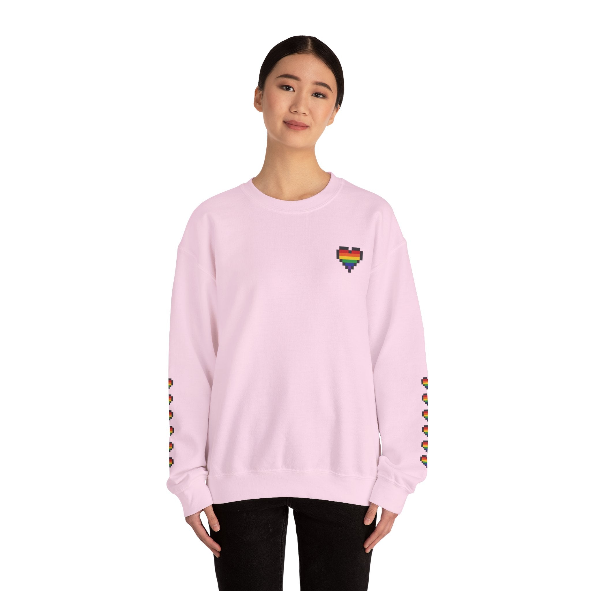 Pixel Pride Heart Rainbow Crewneck Sweatshirt
