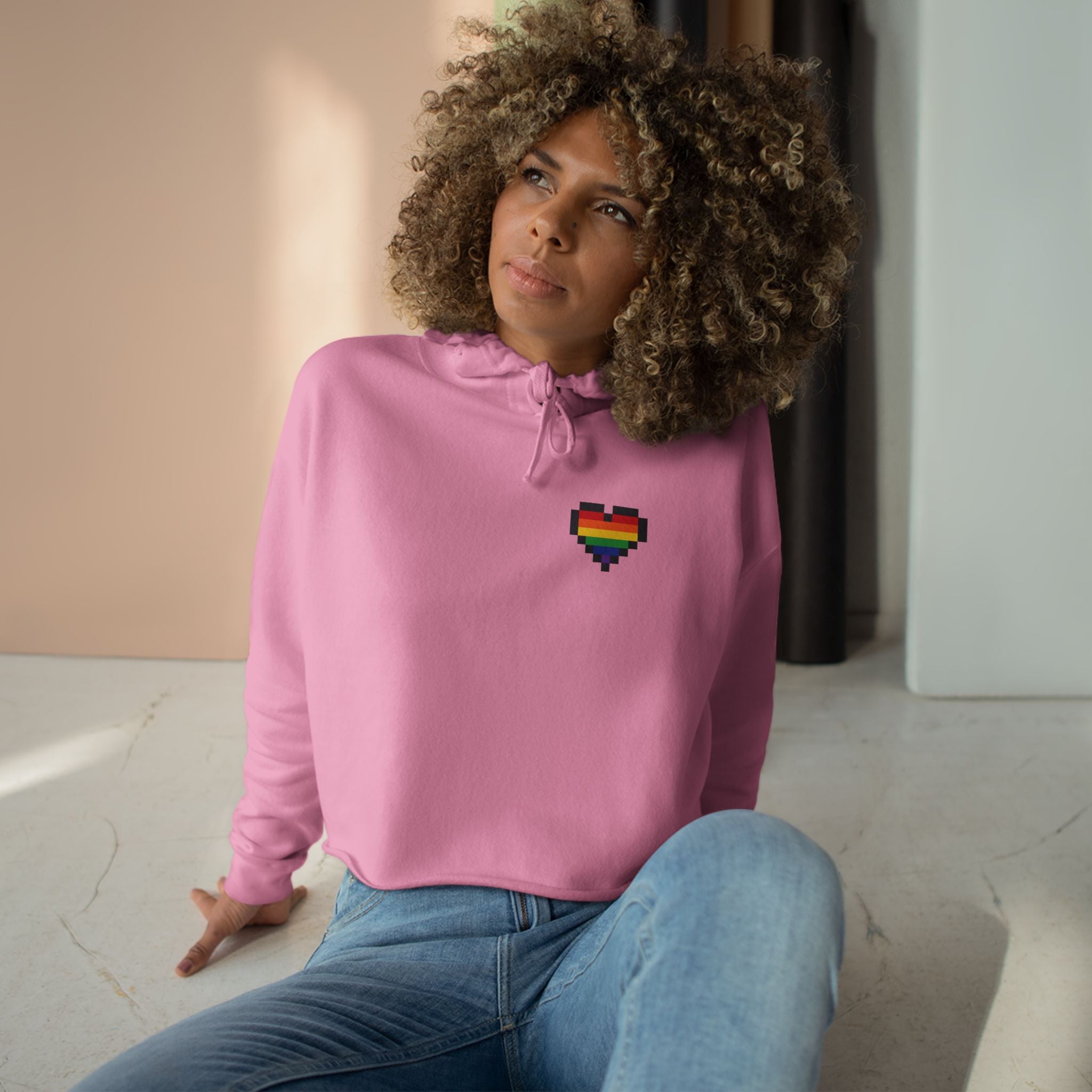 Cropped Hoodie — Pixel Pride Heart