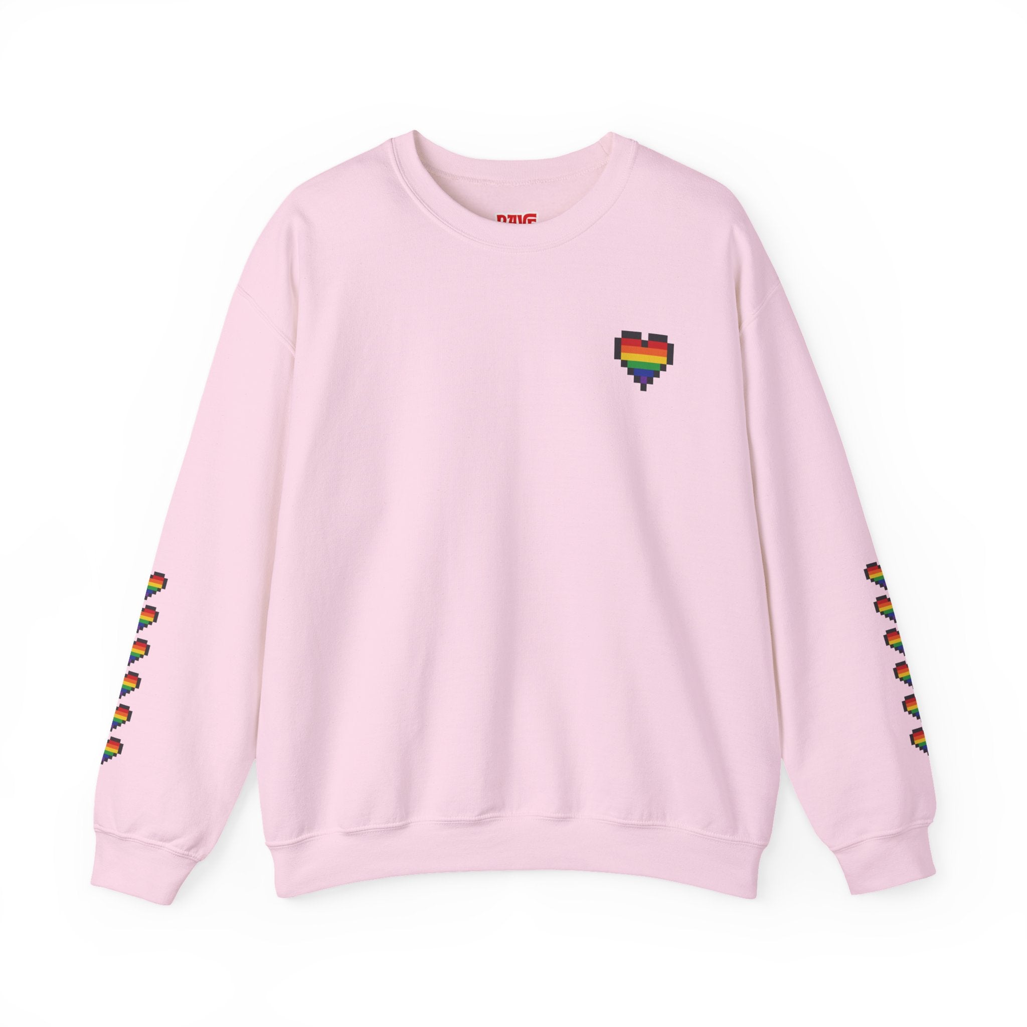Pixel Pride Heart Rainbow Crewneck Sweatshirt