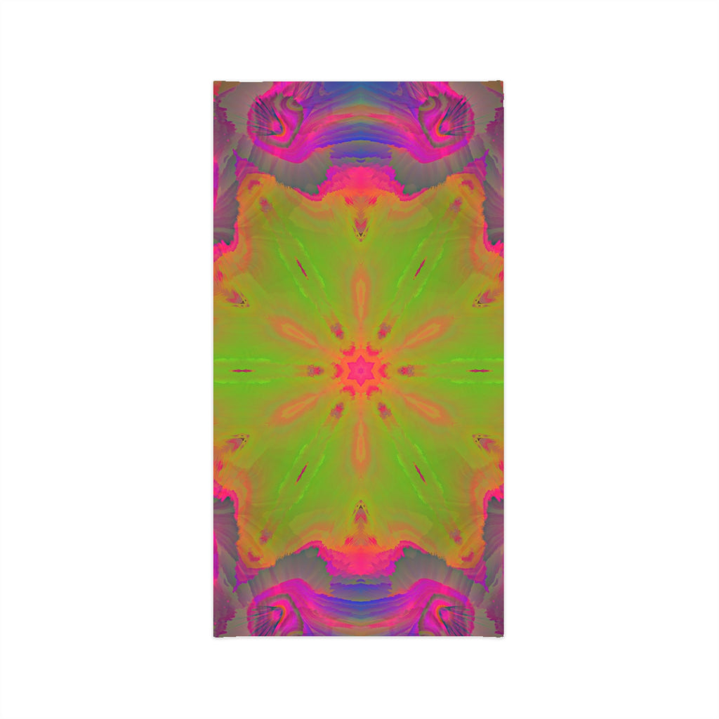 Psychedelic Kaleidoscope Neck Gaiter — Neon Green & Pink Lightweight Face Scarf
