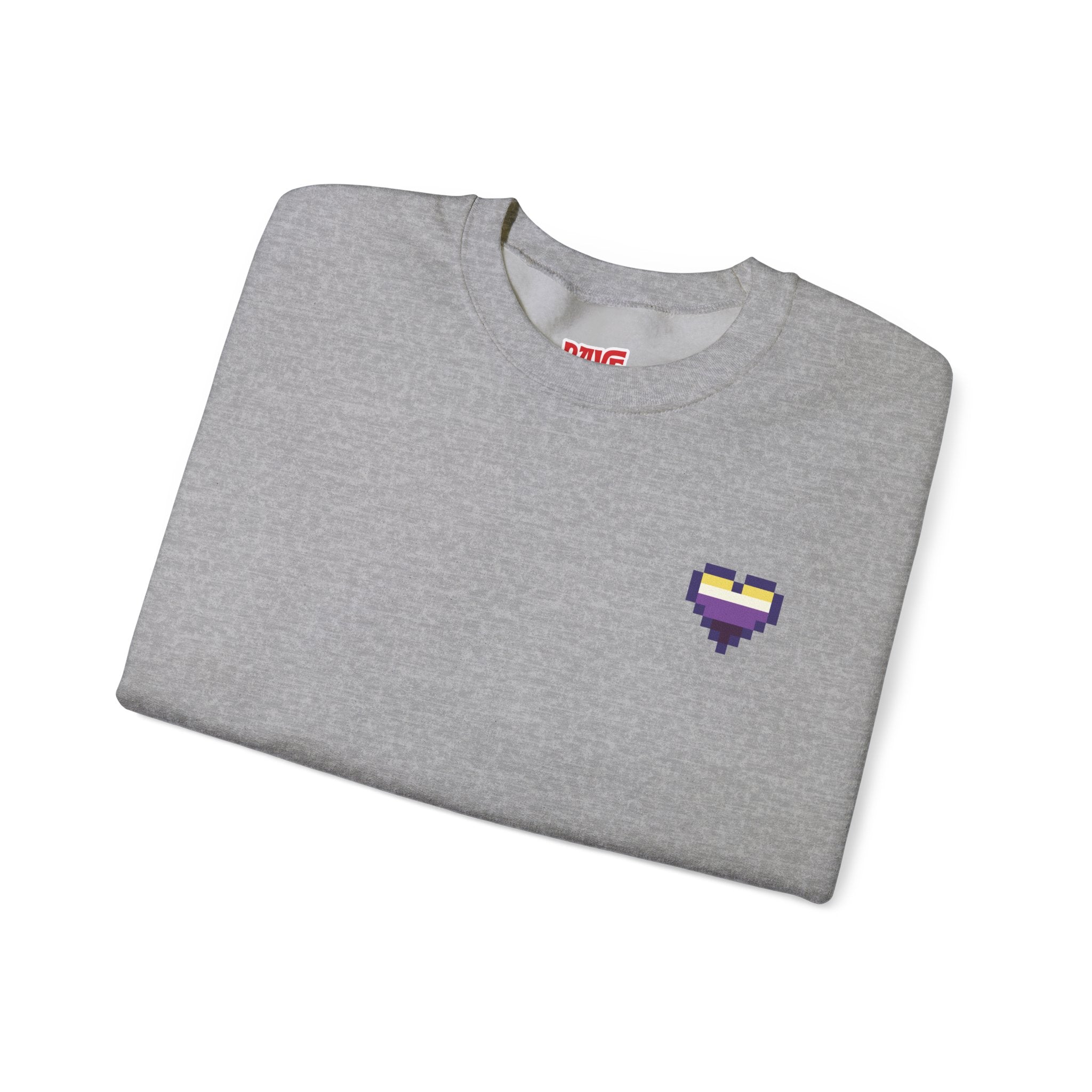Pixel Non Binary Pride Heart Rainbow Crewneck Sweatshirt