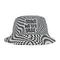 "Drink Water Babe" — Bucket Hat — Black & White Optical Trippy Pattern