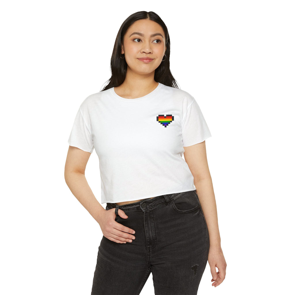 Pixel Pride Heart Crop Top — Pride Festival Women's Tee