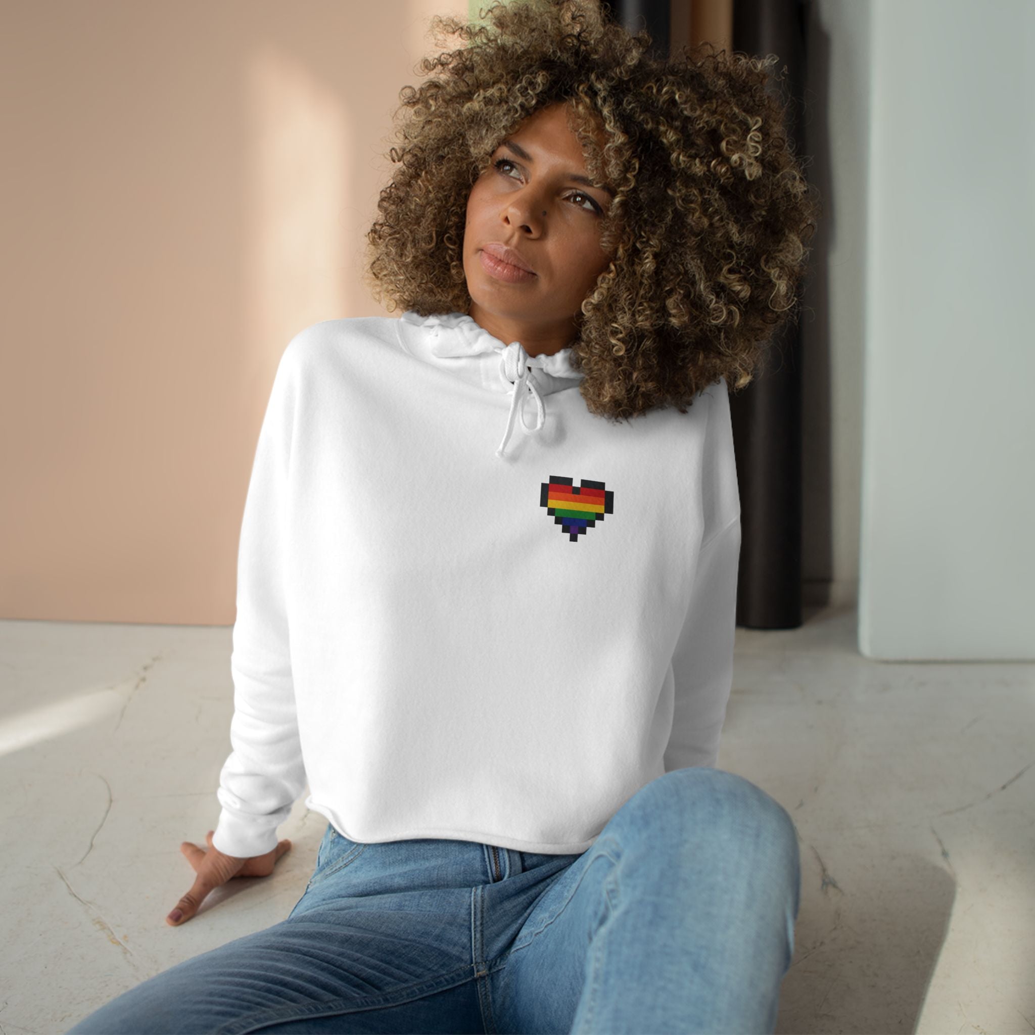 Cropped Hoodie — Pixel Pride Heart