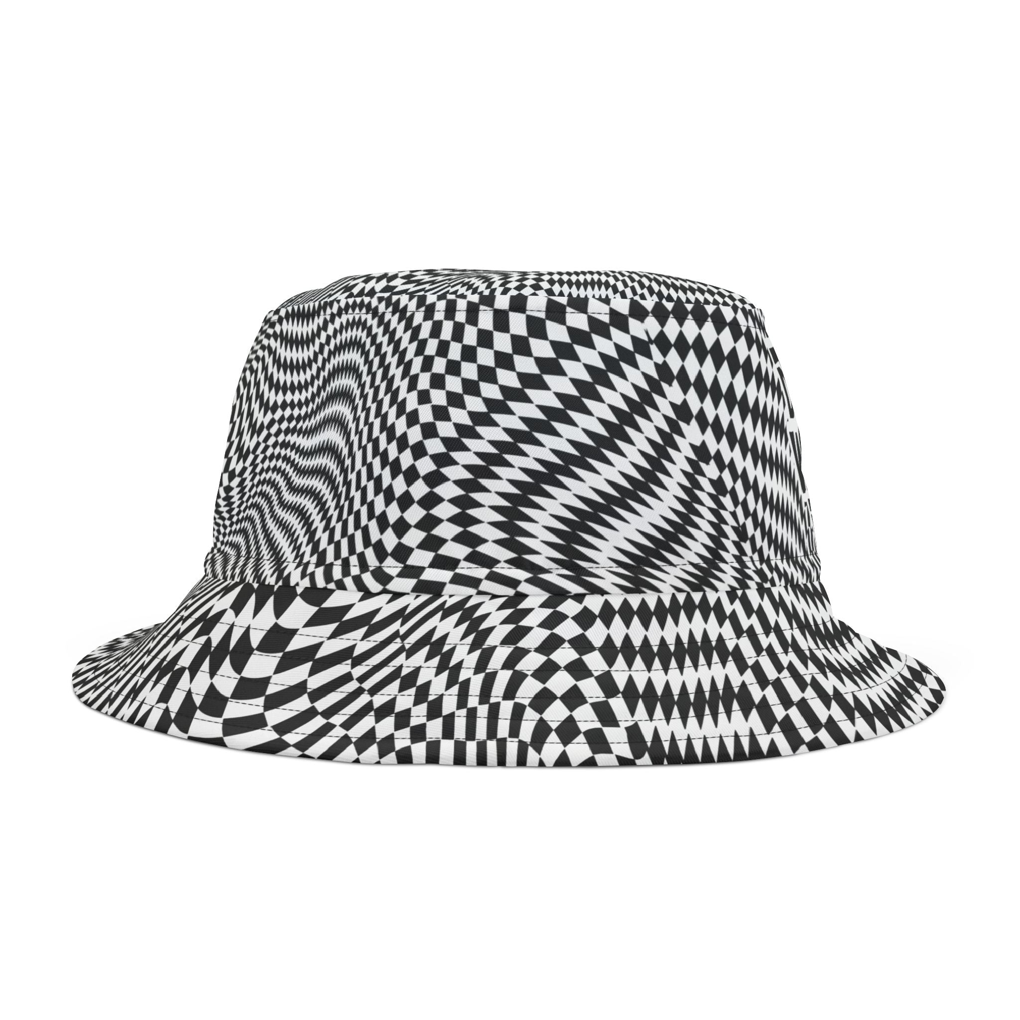 "Drink Water Bruh" — Bucket Hat — Black & White Optical Illusion Art